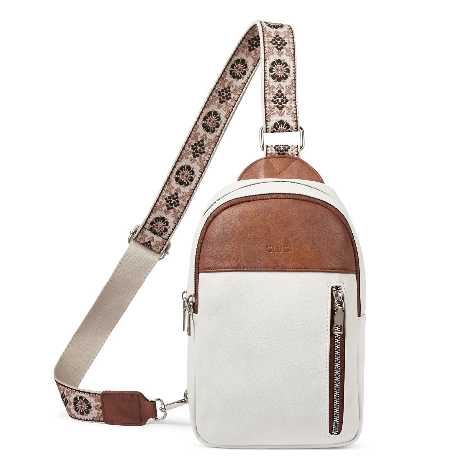 CLUCI Large Leather Fanny Packs Sling Bag for Women Crossbody Purse Trendy Chest Bag