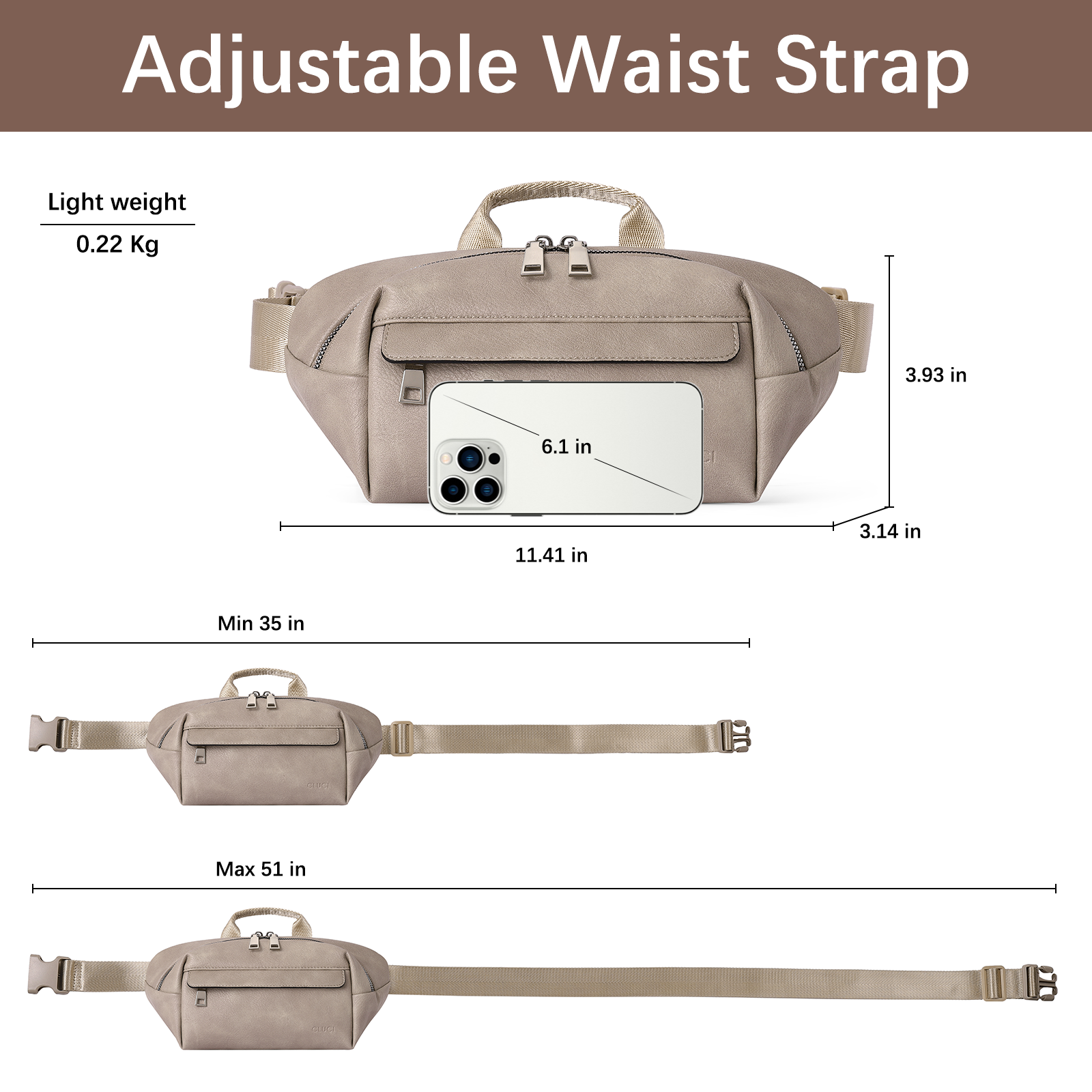 CLUCI Leather Belt Bag Fanny Pack Crossbody Bags for Women Trendy Waist Bag with Adjustable Strap