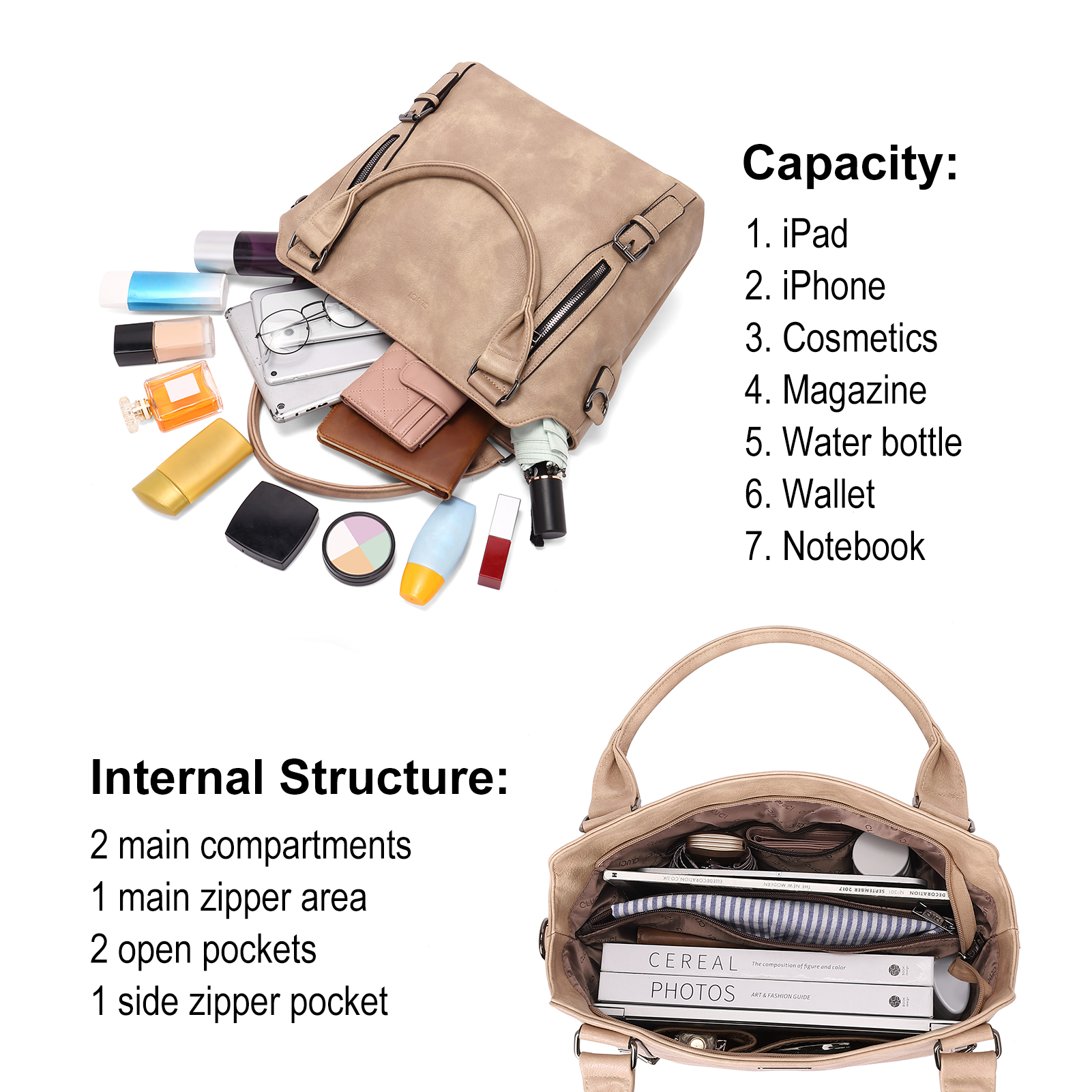 CLUCI Hobo Bags Large Tote with Adjustable Shoulder Strap