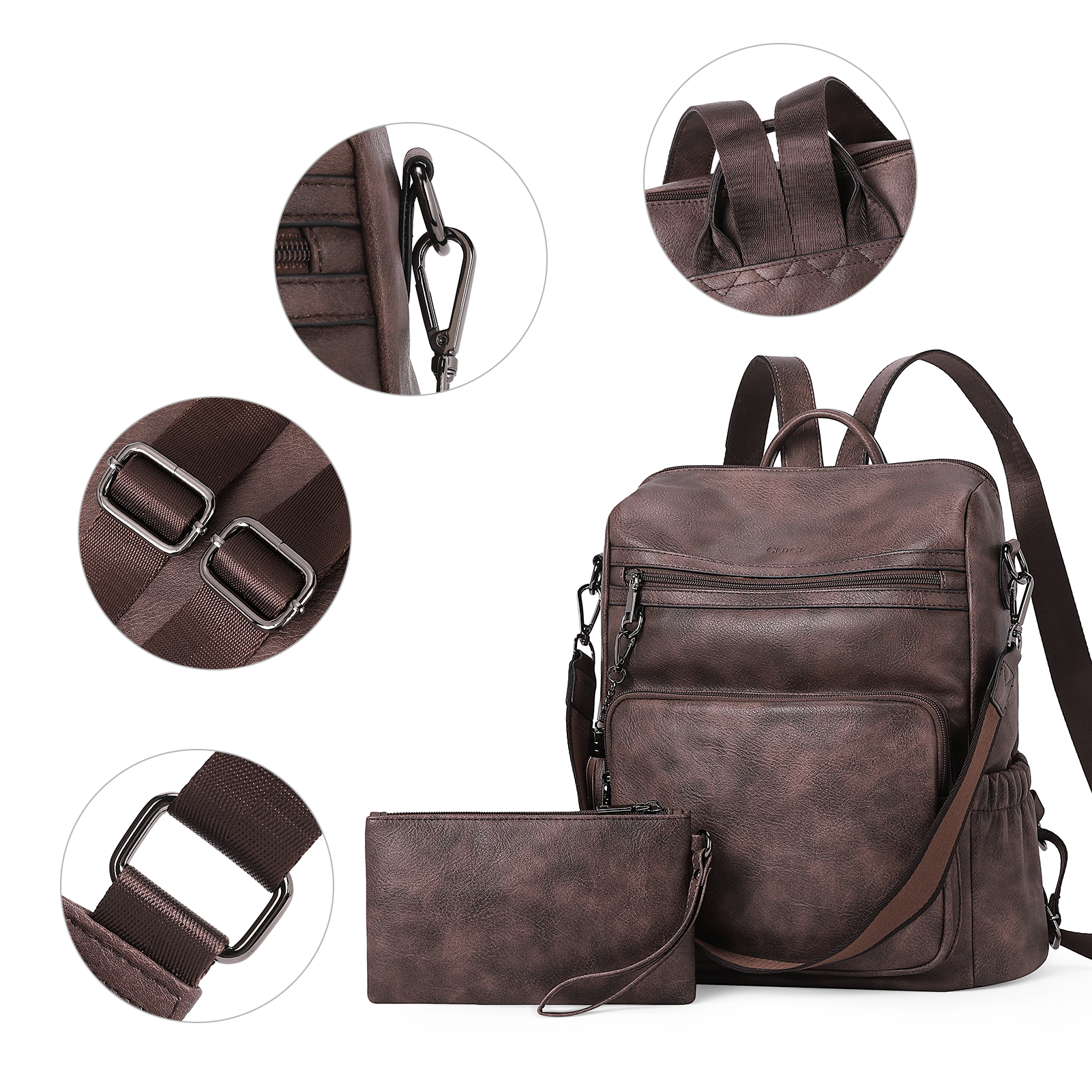 CLUCI Backpack Purse for Women Fashion Leather Designer Travel Large Ladies Shoulder Bags with Tassel