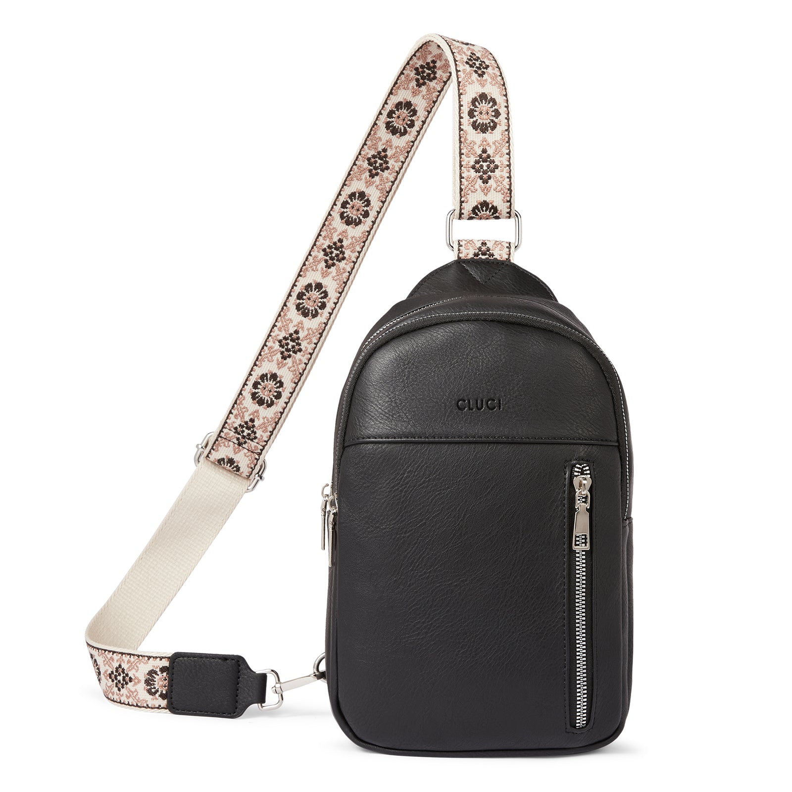 CLUCI Large Leather Fanny Packs Sling Bag for Women Crossbody Purse Trendy Chest Bag