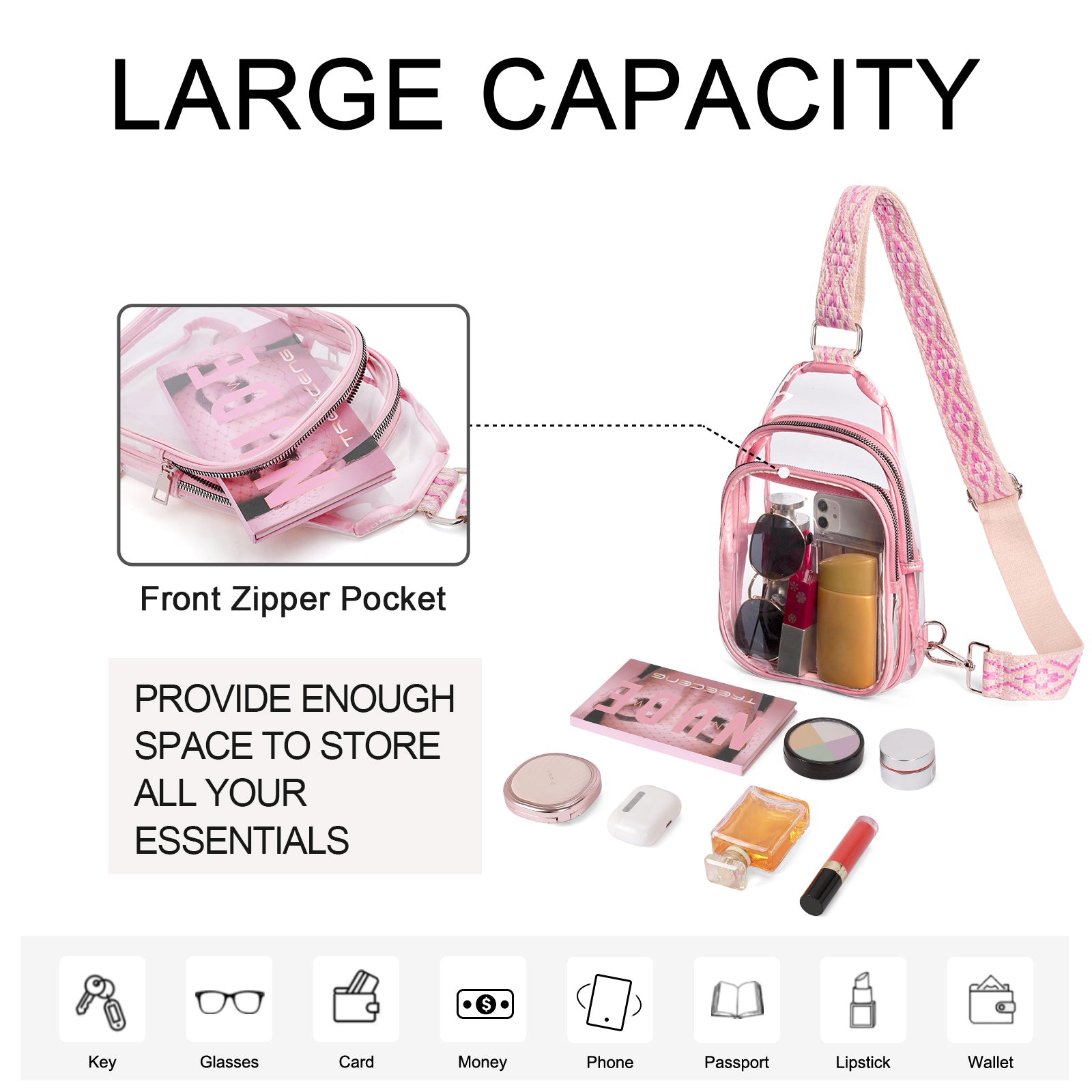 CLUCI Stadium TPU Transparent Clear Sling Bag