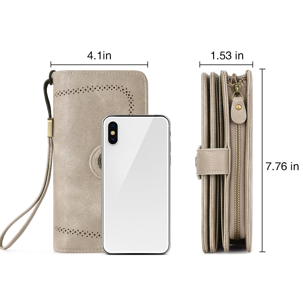 Echo Large Capacity Tri-Fold Wallet With Wrist Strap For Women