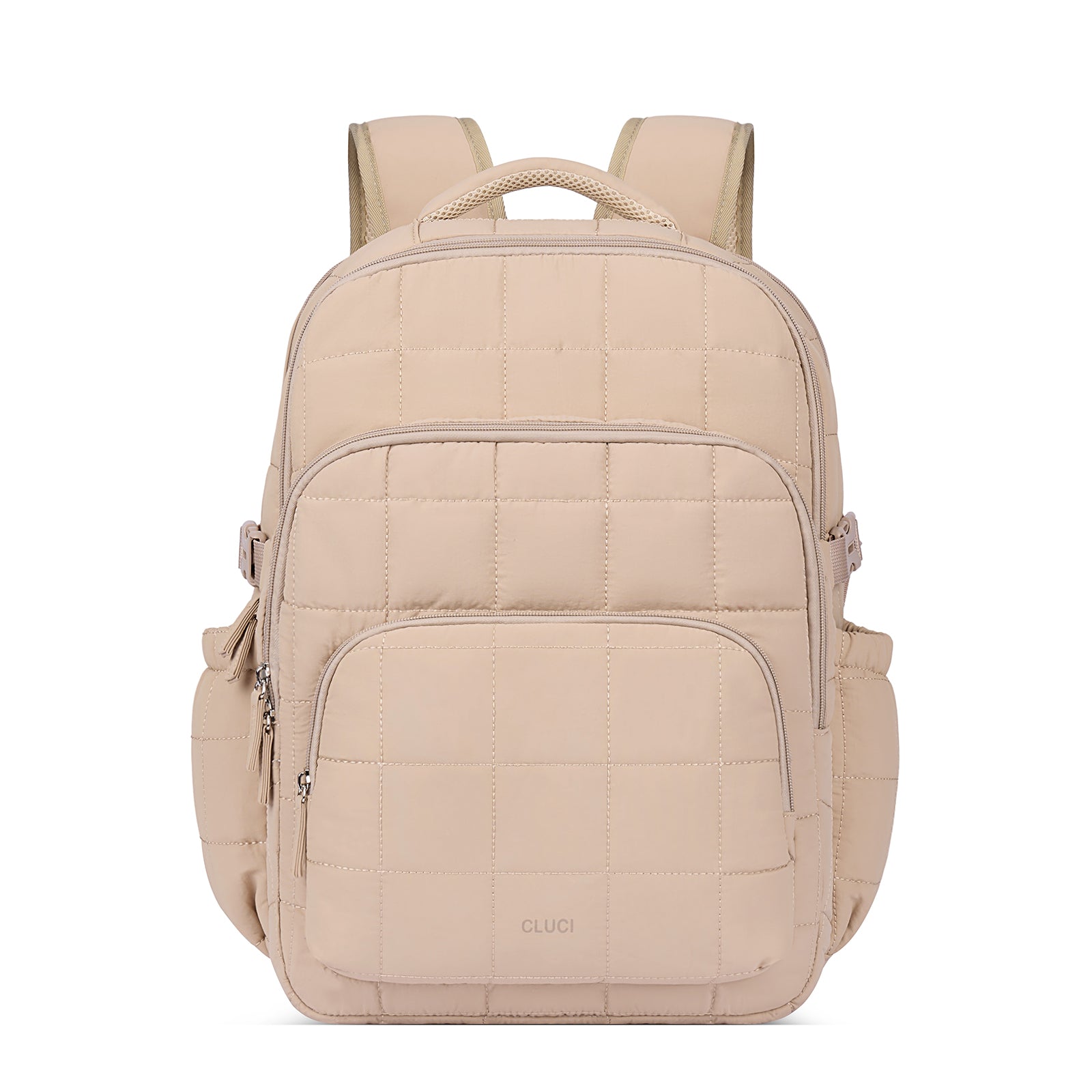 CLUCI 17.3'' Puffer Quilted Laptop Backpack for Women, Khaki CLUCI 17.3'' Puffer Quilted Laptop Backpack for Women, Khaki