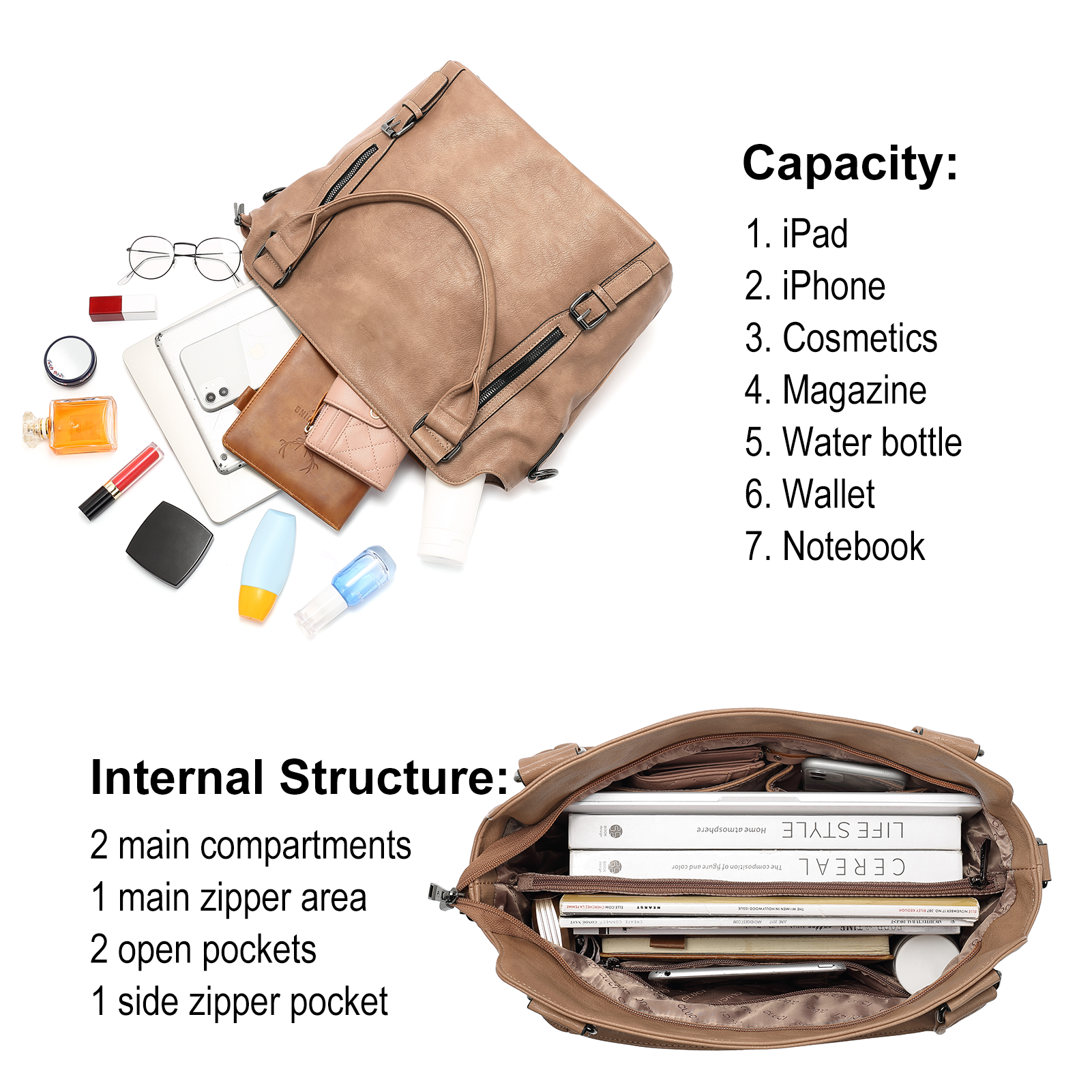 CLUCI Hobo Bags Large Tote with Adjustable Shoulder Strap