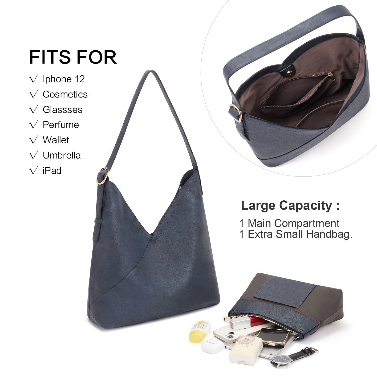 CLUCI Hobo Bags for Women Vegan Leather Purses Designer Handbags Tote Fashion Large Ladies Shoulder Bag