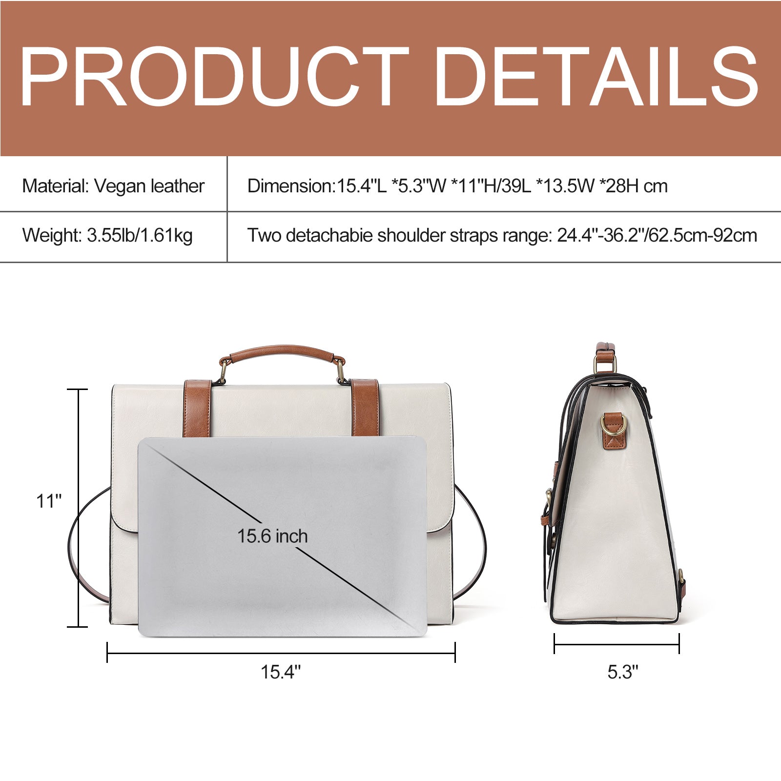 Agatha Vegan Leather laptop backpack Messenger Bag