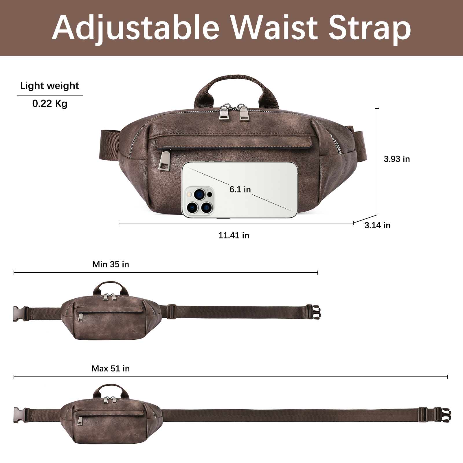 CLUCI Leather Belt Bag Fanny Pack Crossbody Bags for Women Trendy Waist Bag with Adjustable Strap