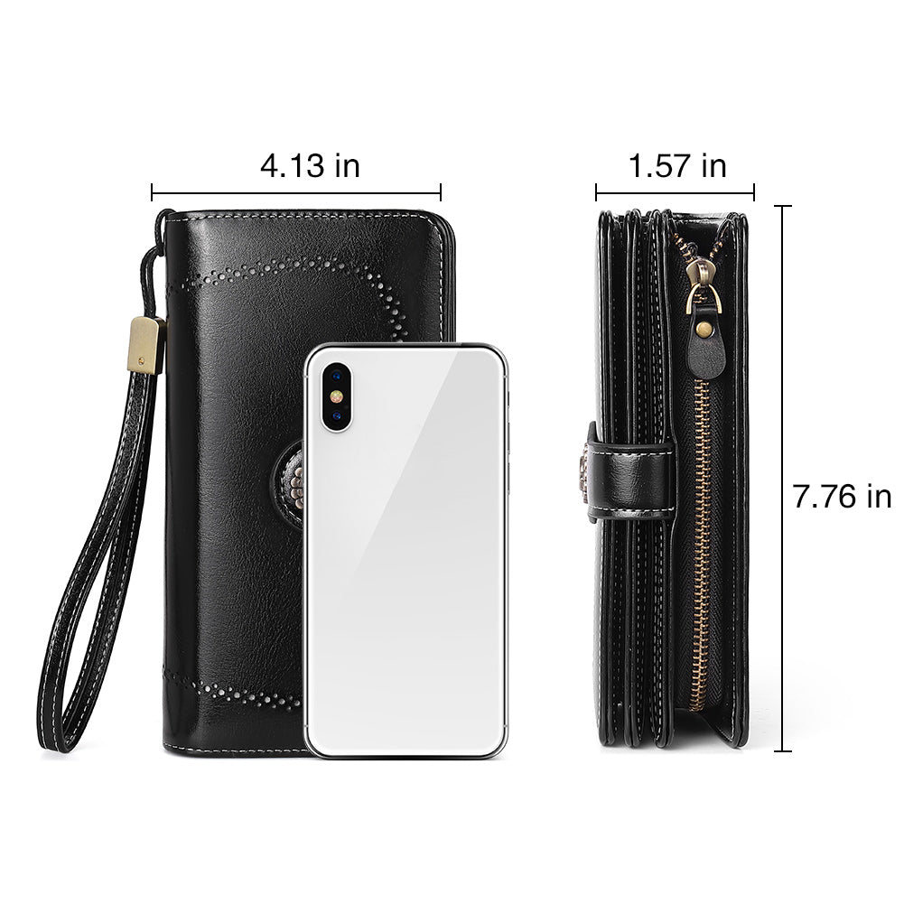 Echo Large Capacity Tri-Fold Wallet With Wrist Strap For Women