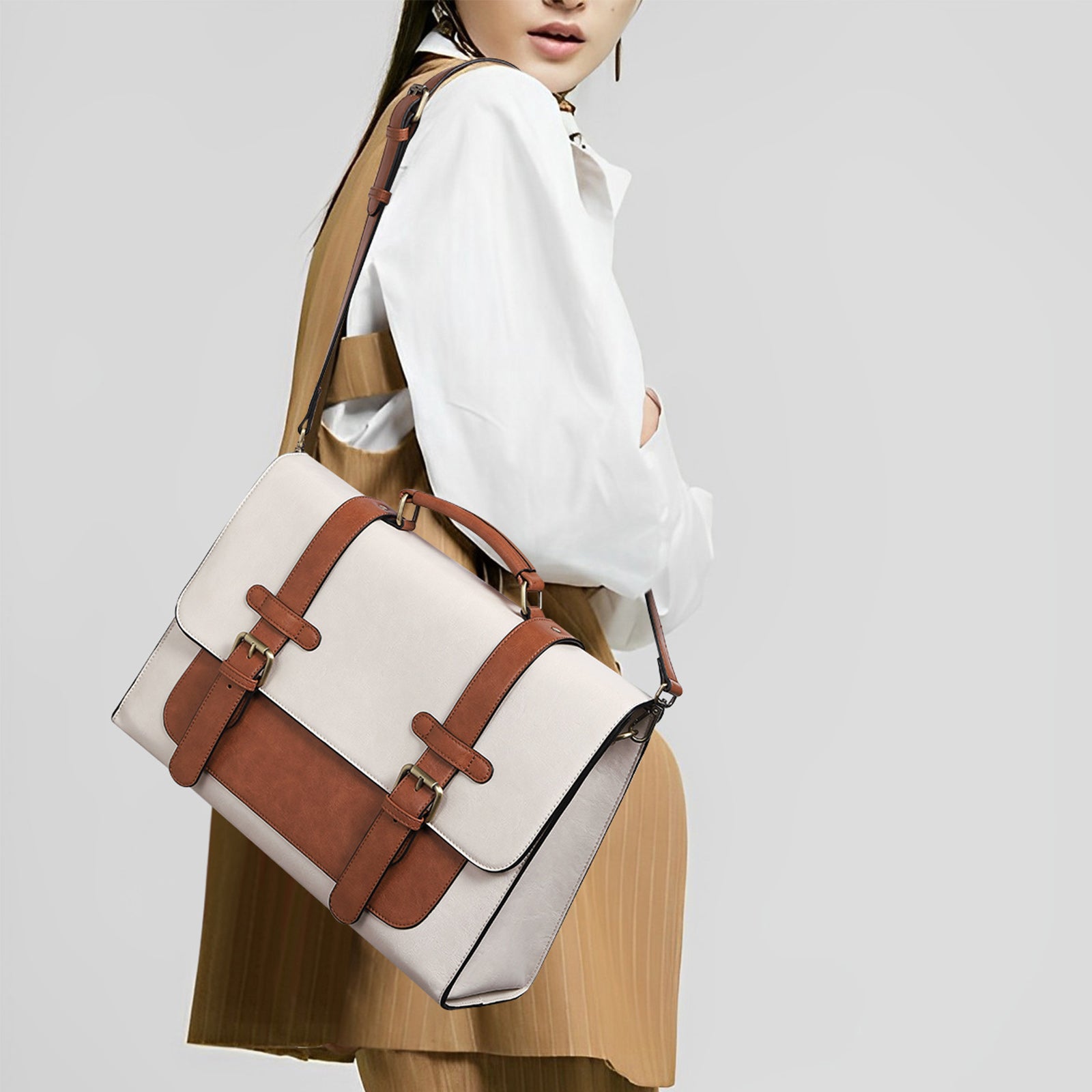 Agatha Vegan Leather laptop backpack Messenger Bag