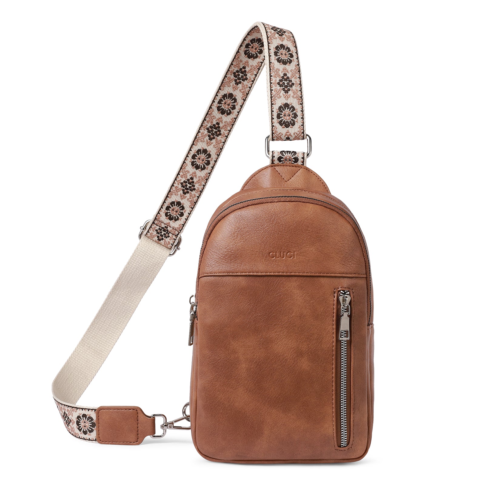 CLUCI Large Leather Fanny Packs Sling Bag for Women Crossbody Purse Trendy Chest Bag