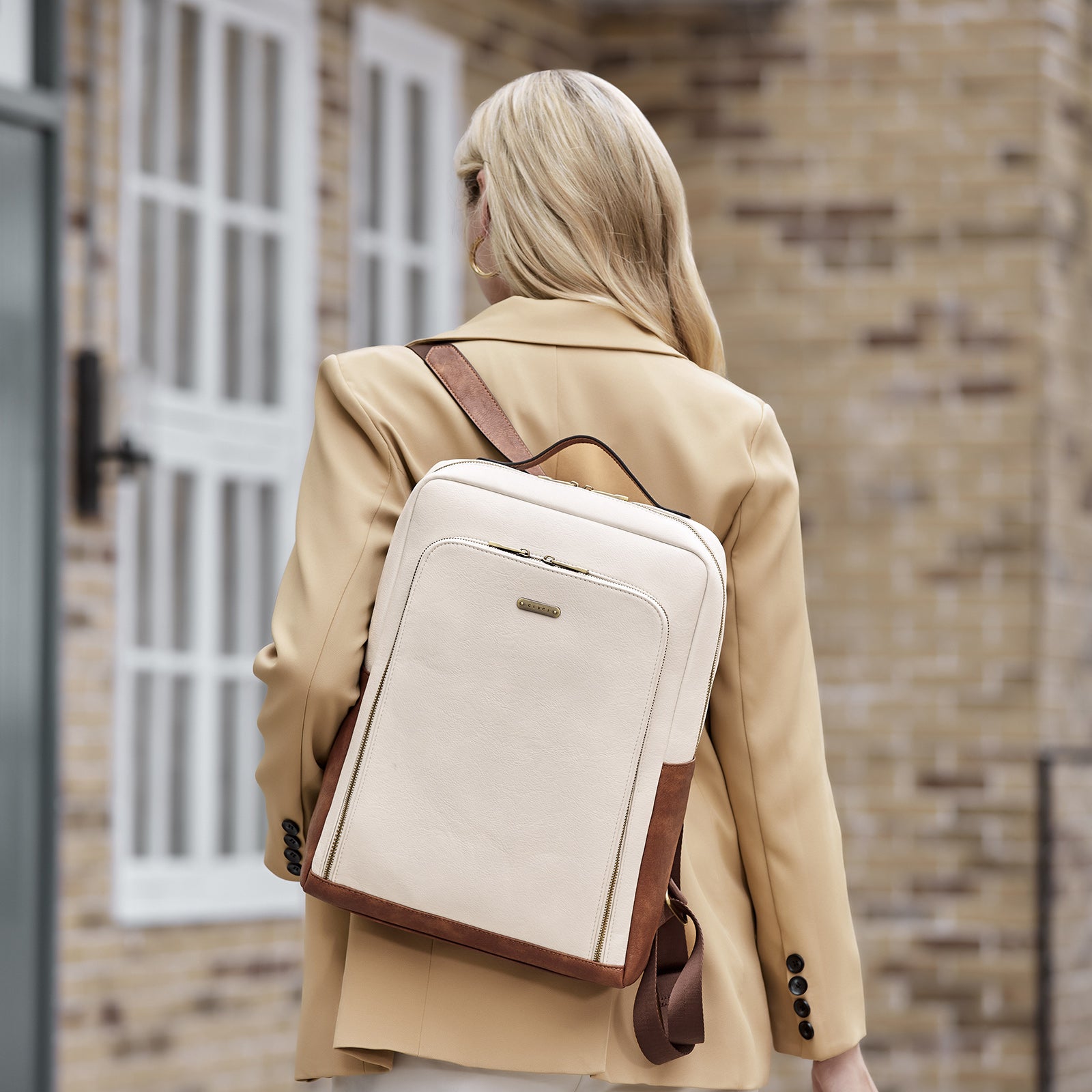 CLUCI Leather Laptop Backpack for Women 15.6 inch Computer Bag Large Travel Vintage College Daypack Business Bags