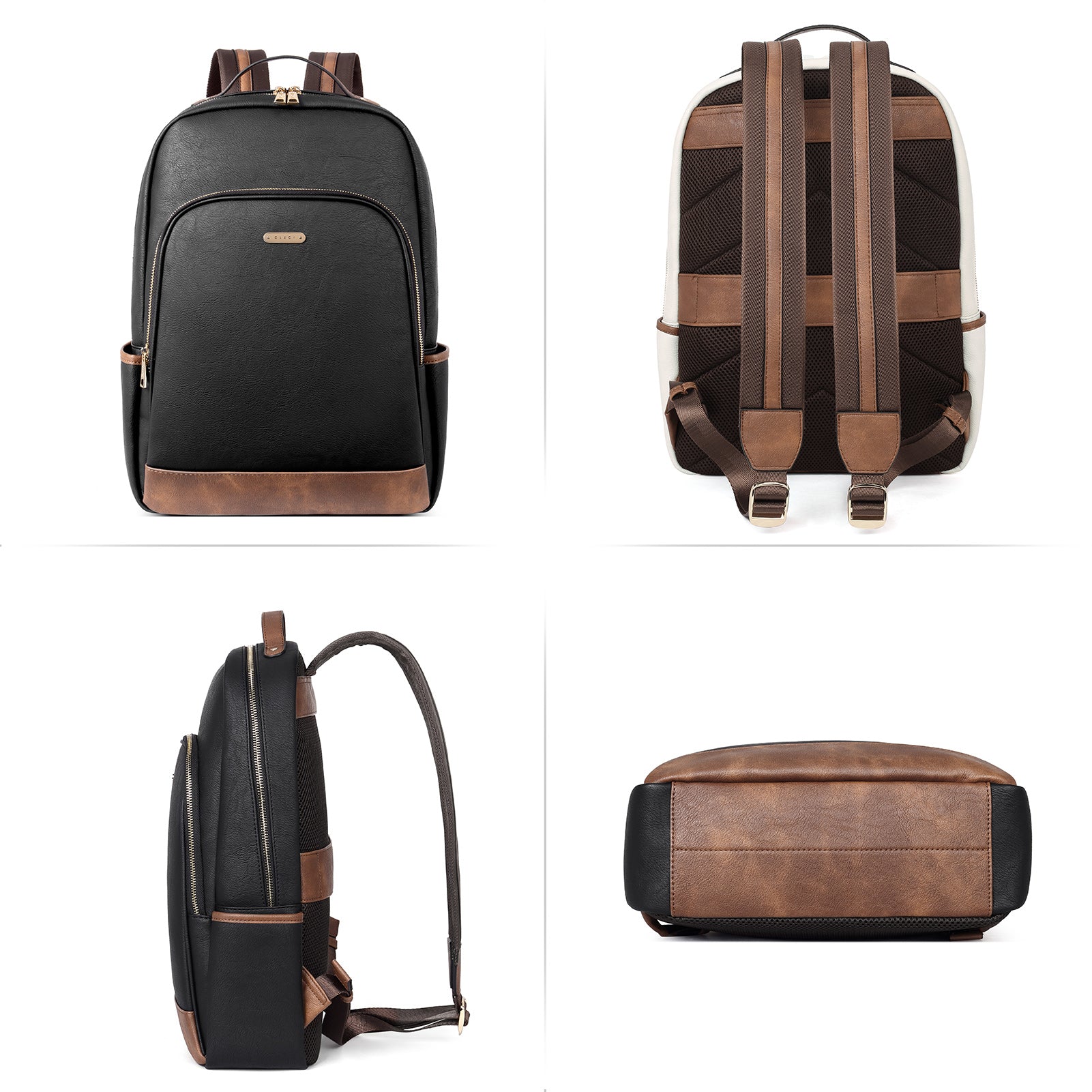 CLUCI Leather Laptop Backpack Purse for Women 15.6 inch Computer Backpack Business Casual Travel Daypack College Bag