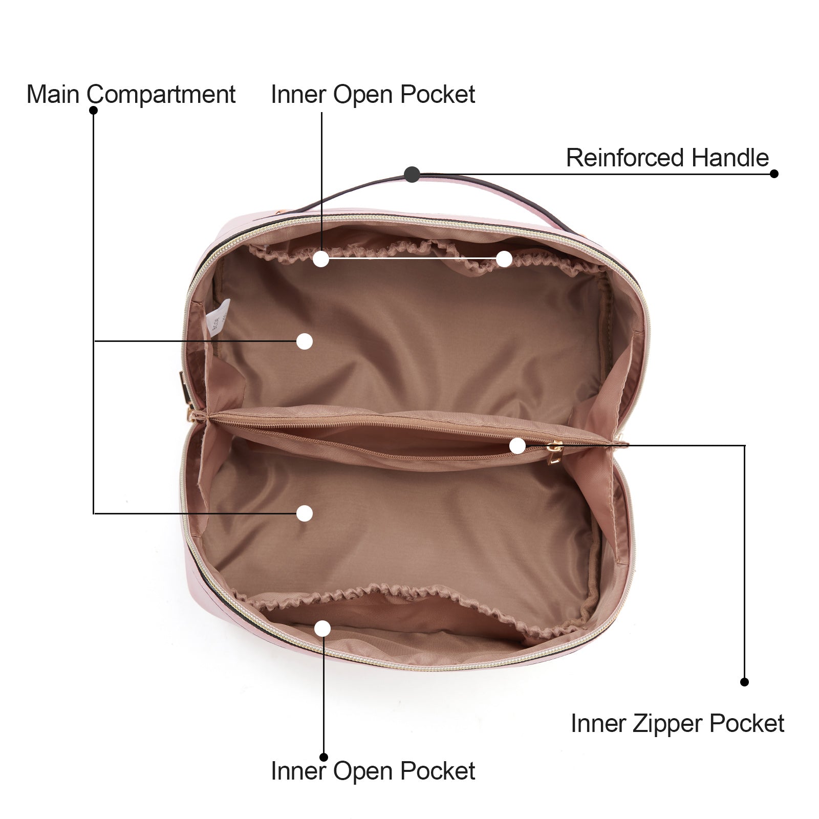 CLUCI Makeup Bag PU Leather Waterproof Large Capacity Cosmetic Bag Organizer Toiletry Bag with Handle and Divider Travel Bag