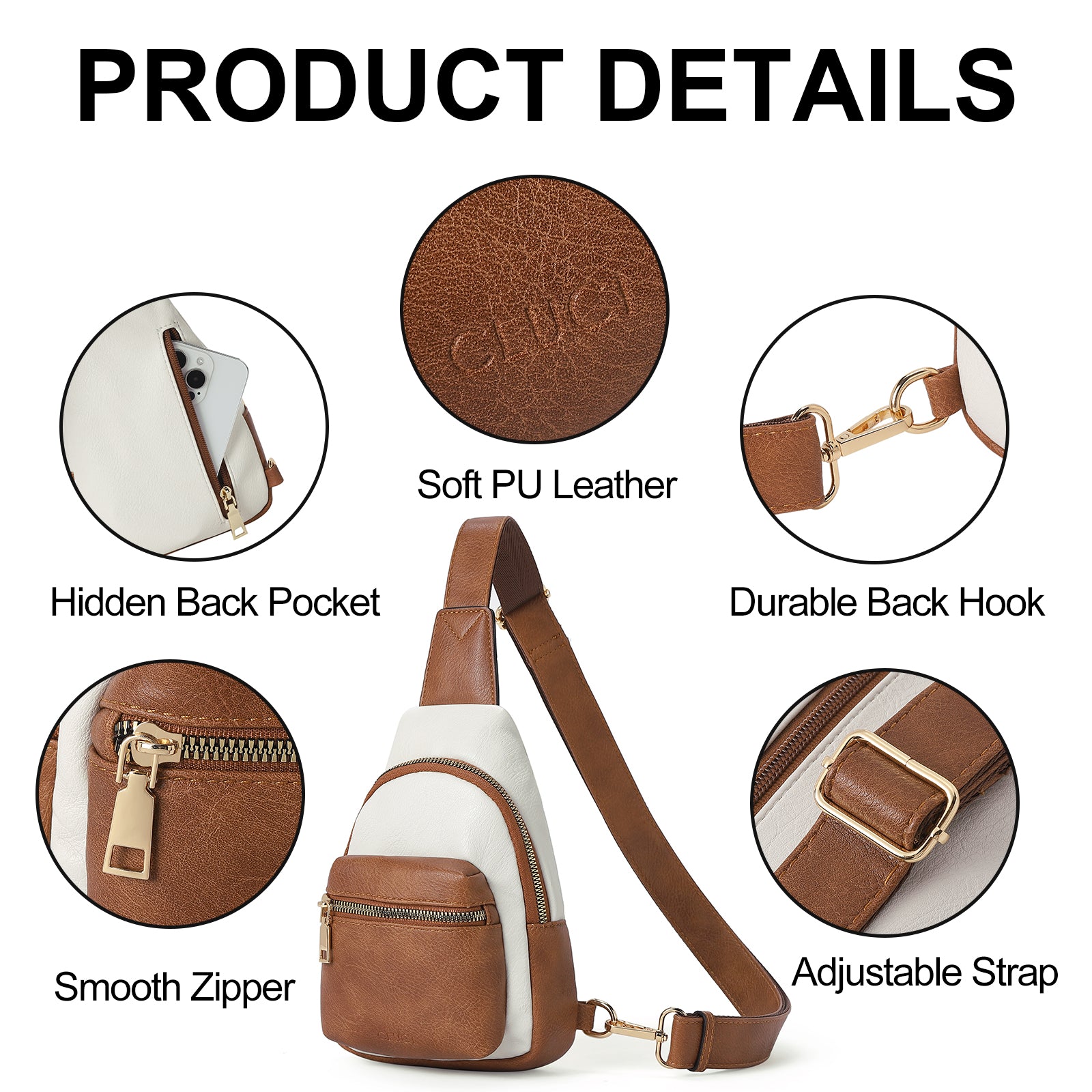 CLUCI Small Sling Bag Leather Crossbody Fanny Packs Trendy Women's Chest Bag