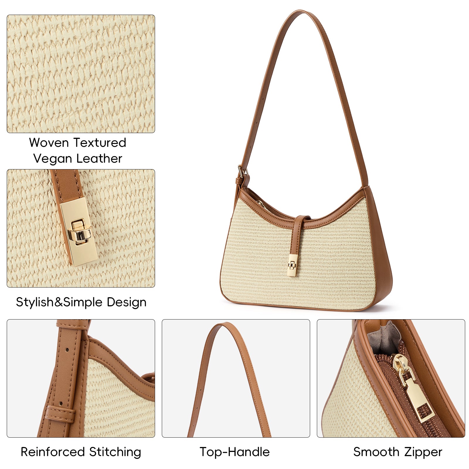 CLUCI Shoulder Bag for Women, Purses for Women, Handbag Hobo Bags Vegan Leather Crossbody Purse with Adjustable Strap