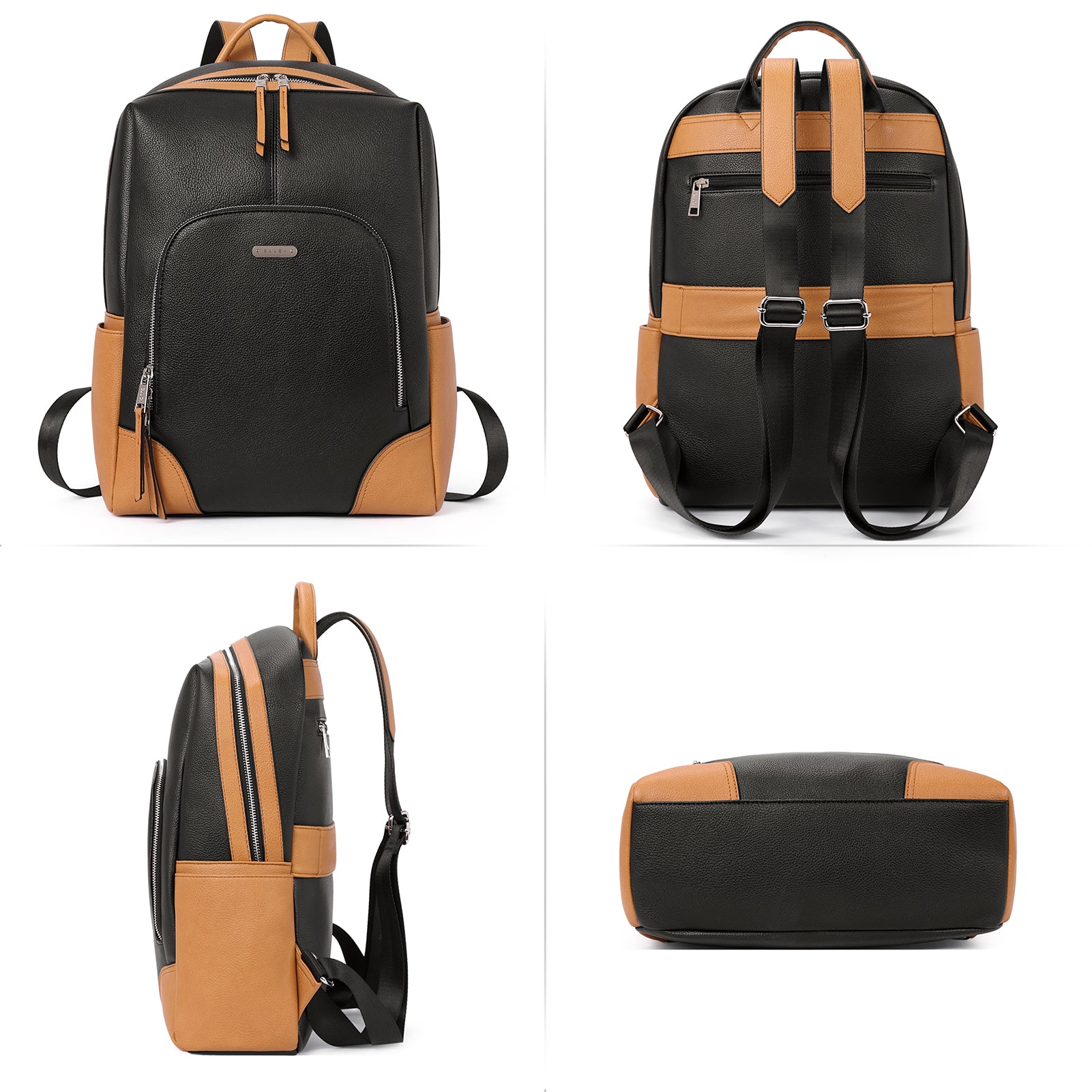 CLUCI Womens Laptop Backpack Leather 15.7 Inch Computer Backpack College Travel Vintage Daypack