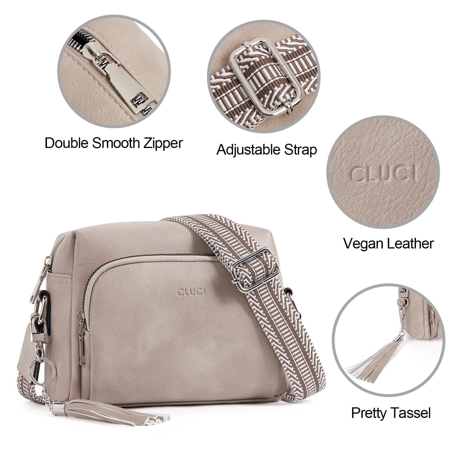 Crossbody Purses for Women Vegan Leather Crossbody Bags with Adjustable Wide Strap