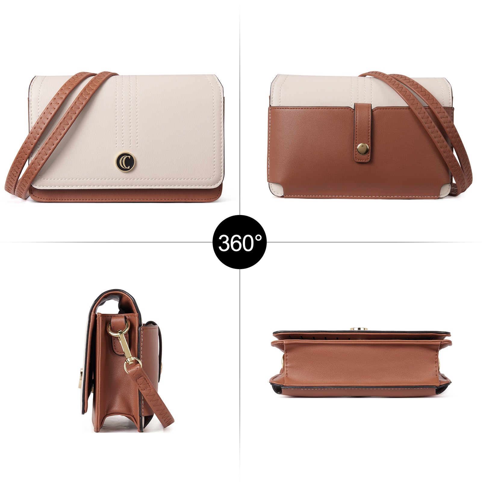 CLUCI Crossbody Purse for Women, Wristlet Wallet, Small Shoulder Bag with Card Slots, Leather Flap Cell phone Clutch