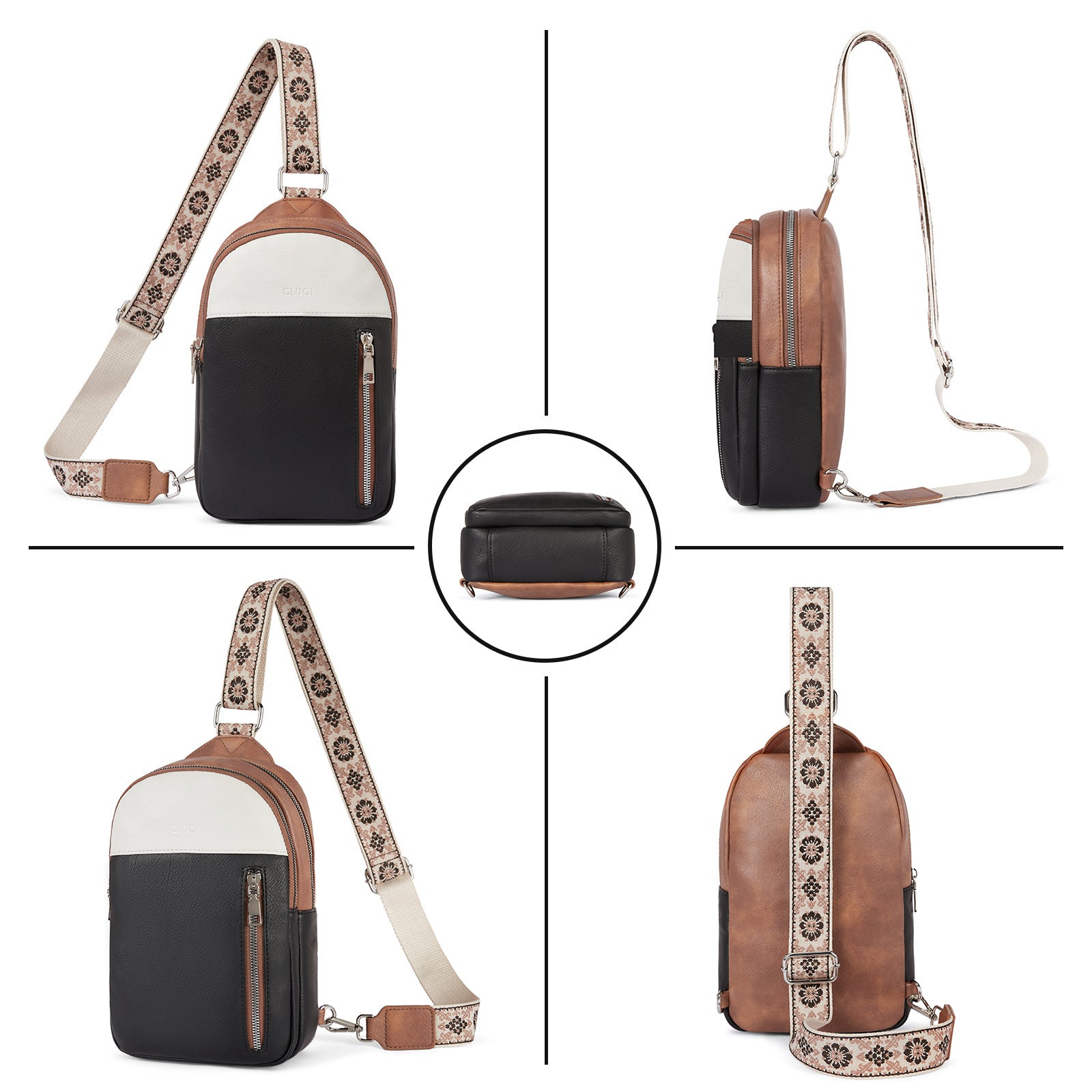 CLUCI Large Leather Fanny Packs Sling Bag for Women Crossbody Purse Trendy Chest Bag