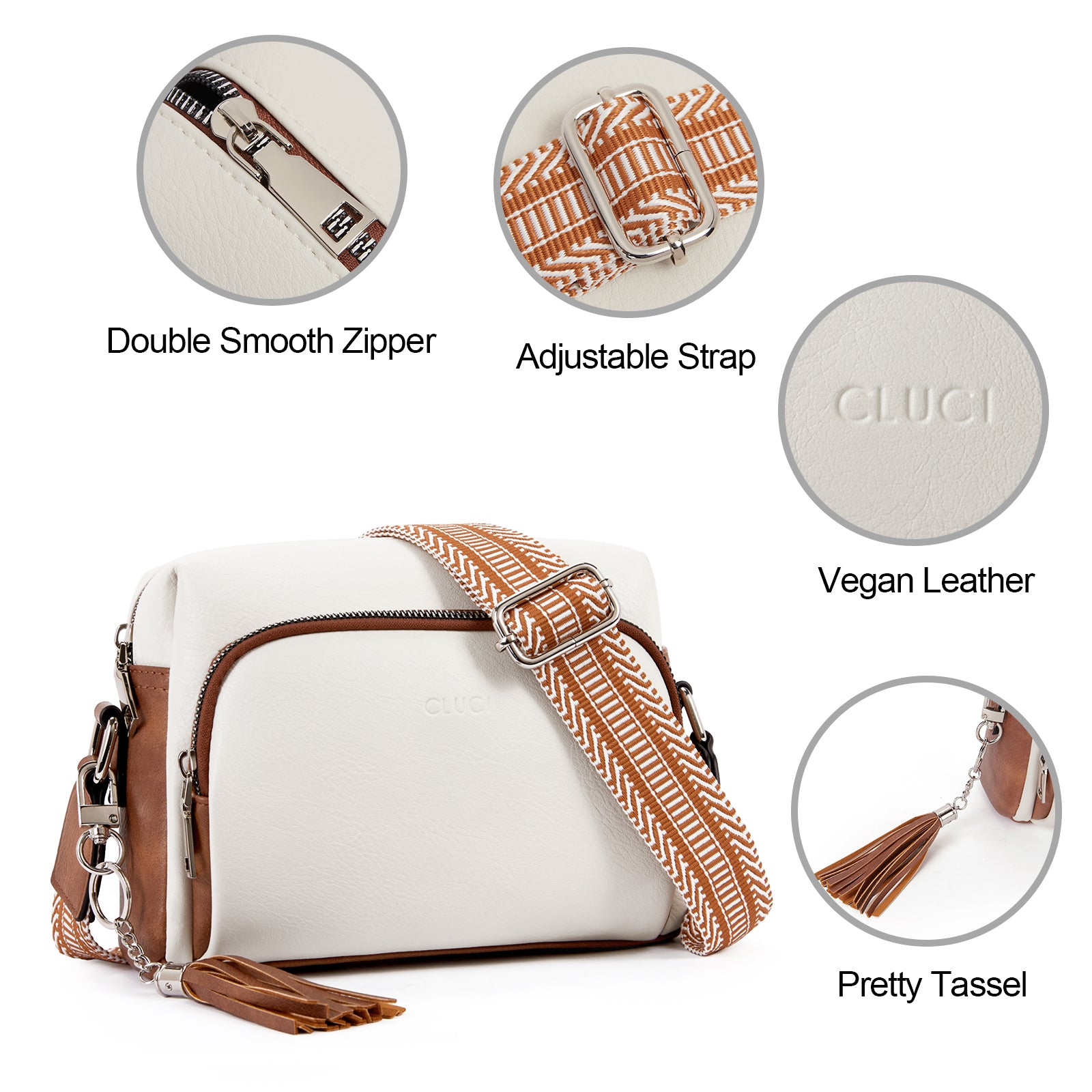 Crossbody Purses for Women Vegan Leather Crossbody Bags with Adjustable Wide Strap