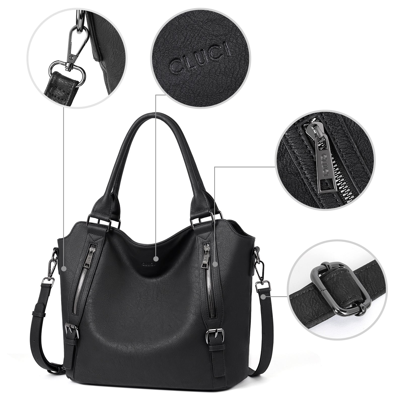 CLUCI Hobo Bags Large Tote with Adjustable Shoulder Strap