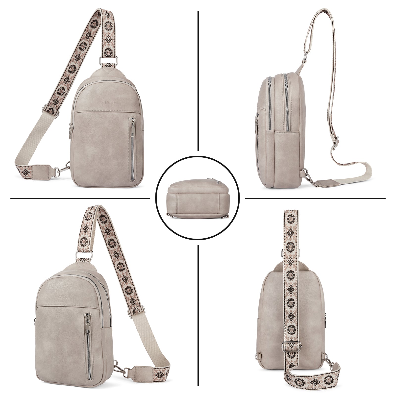 CLUCI Large Leather Fanny Packs Sling Bag for Women Crossbody Purse Trendy Chest Bag