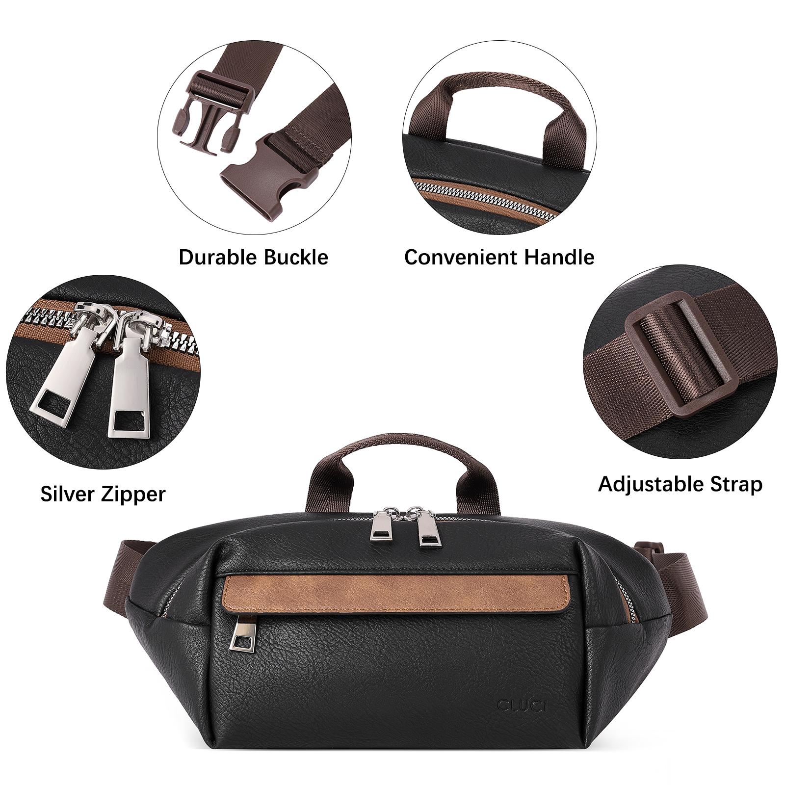 CLUCI Leather Belt Bag Fanny Pack Crossbody Bags for Women Trendy Waist Bag with Adjustable Strap