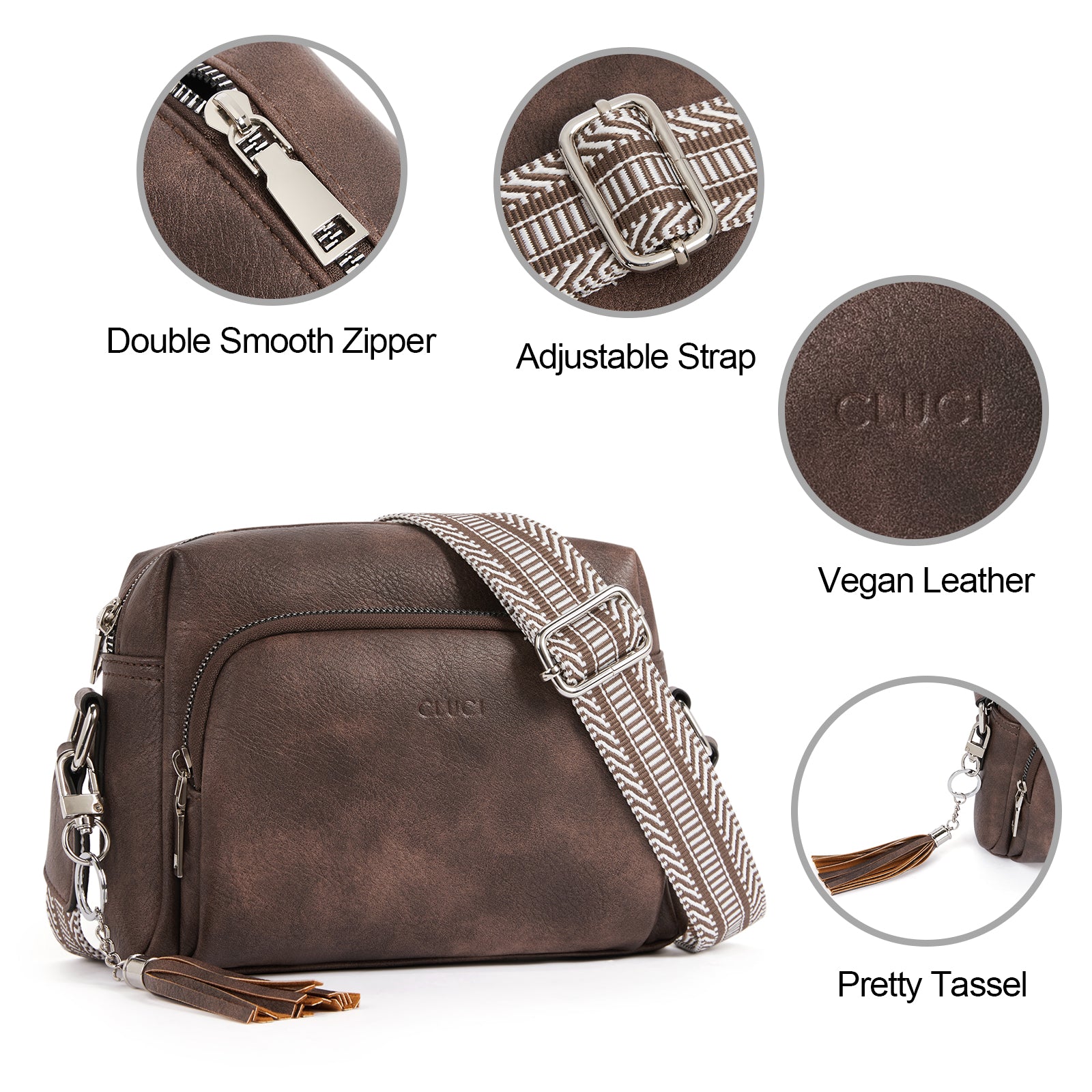 Crossbody Purses for Women Vegan Leather Crossbody Bags with Adjustable Wide Strap