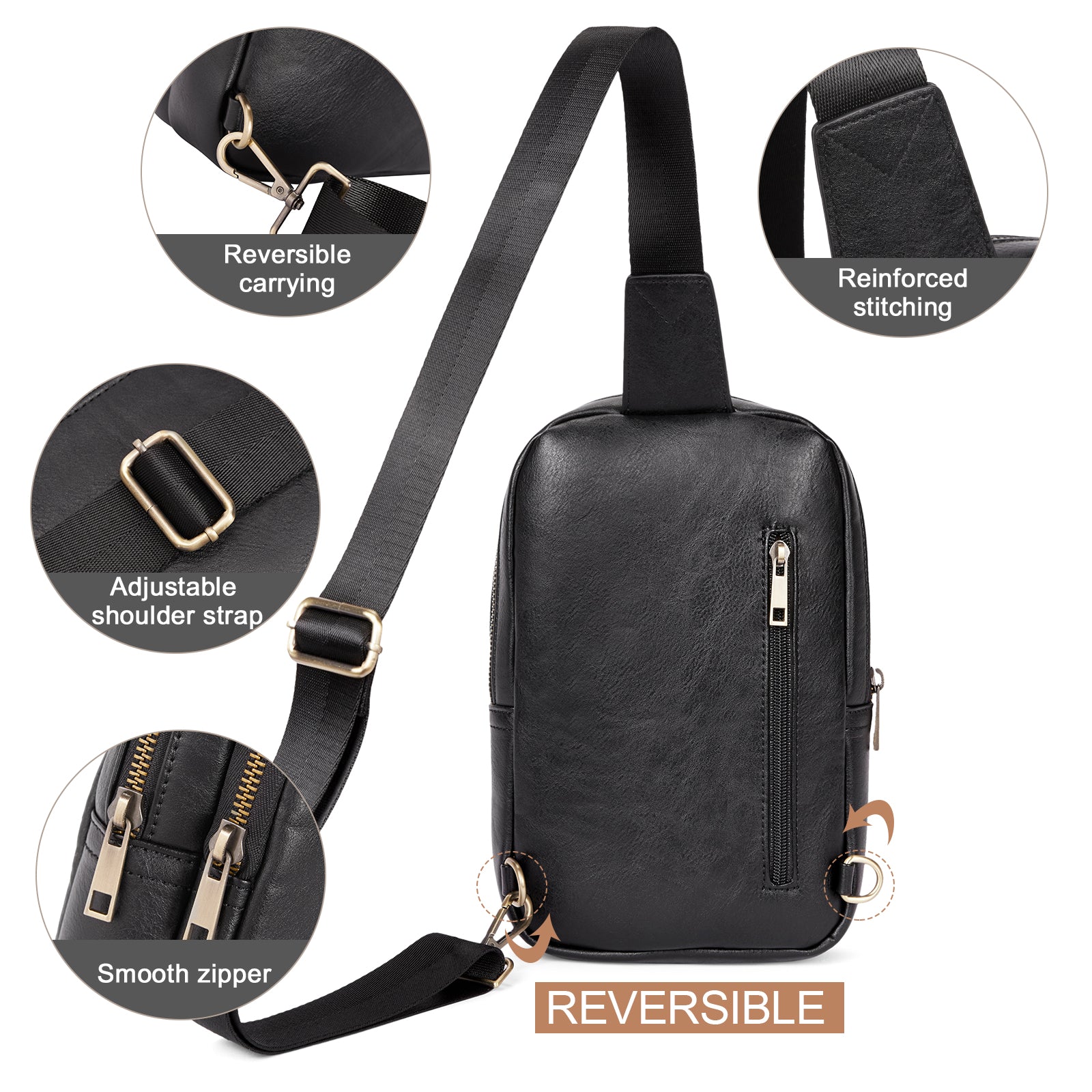 CLUCI Leather Large Sling Bag Crossbody Bag for Women Chest Bag for Travel