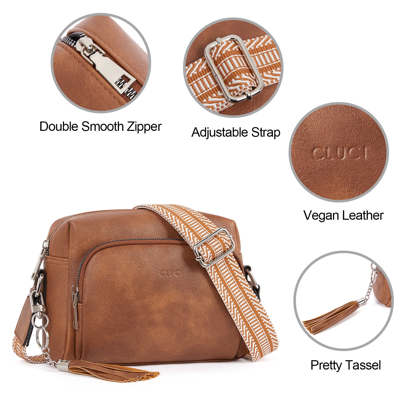 Crossbody Purses for Women Vegan Leather Crossbody Bags with Adjustable Wide Strap
