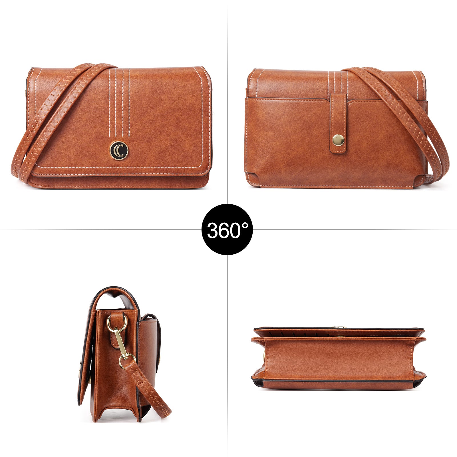 CLUCI Crossbody Purse for Women, Wristlet Wallet, Small Shoulder Bag with Card Slots, Leather Flap Cell phone Clutch