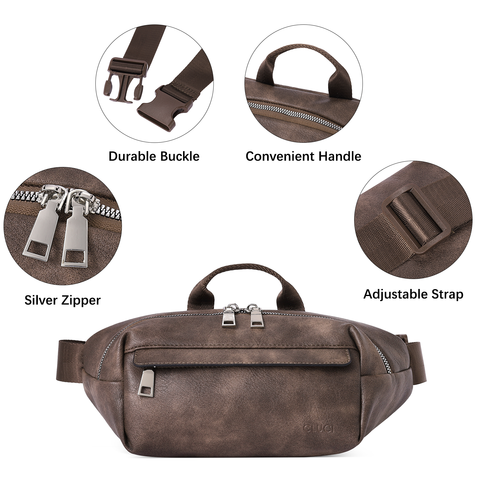 CLUCI Leather Belt Bag Fanny Pack Crossbody Bags for Women Trendy Waist Bag with Adjustable Strap