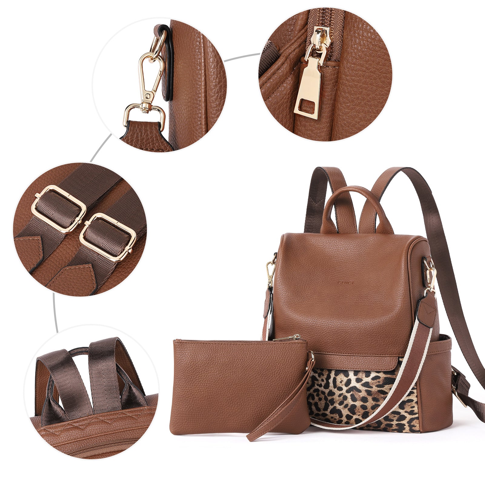 CLUCI Womens Backpack Purse Leather Anti-theft Large Fashion Designer Travel Bag