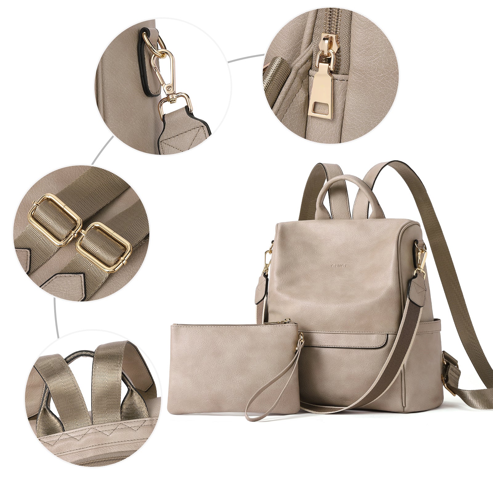 CLUCI Womens Backpack Purse Leather Anti-theft Large Fashion Designer Travel Bag