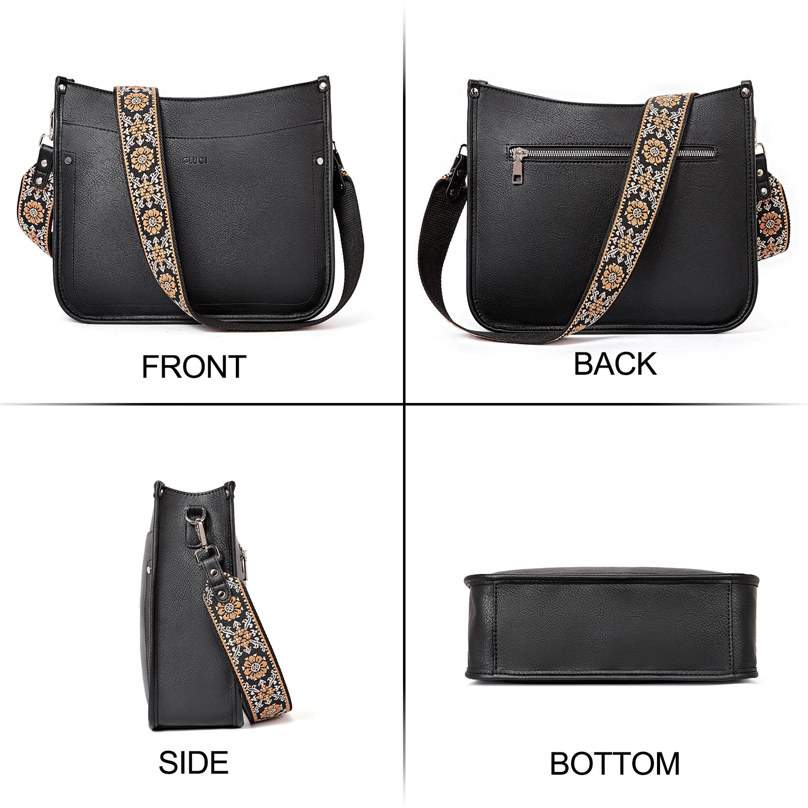 Crossbody Bags for Women With 2 Adjustable Guitar Straps Shoulder Bucket Bags