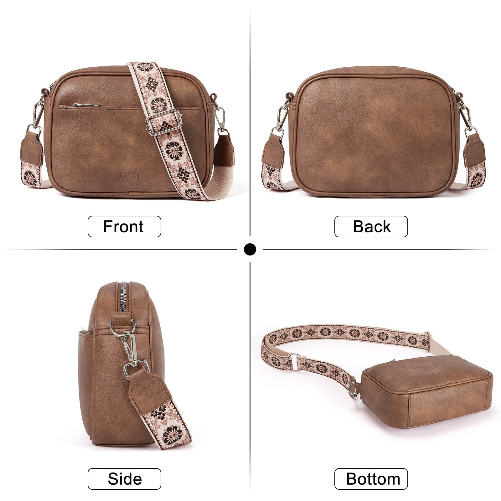 Vegan Leather Crossbody Bags for Women Trendy with Adjustable Wide Strap