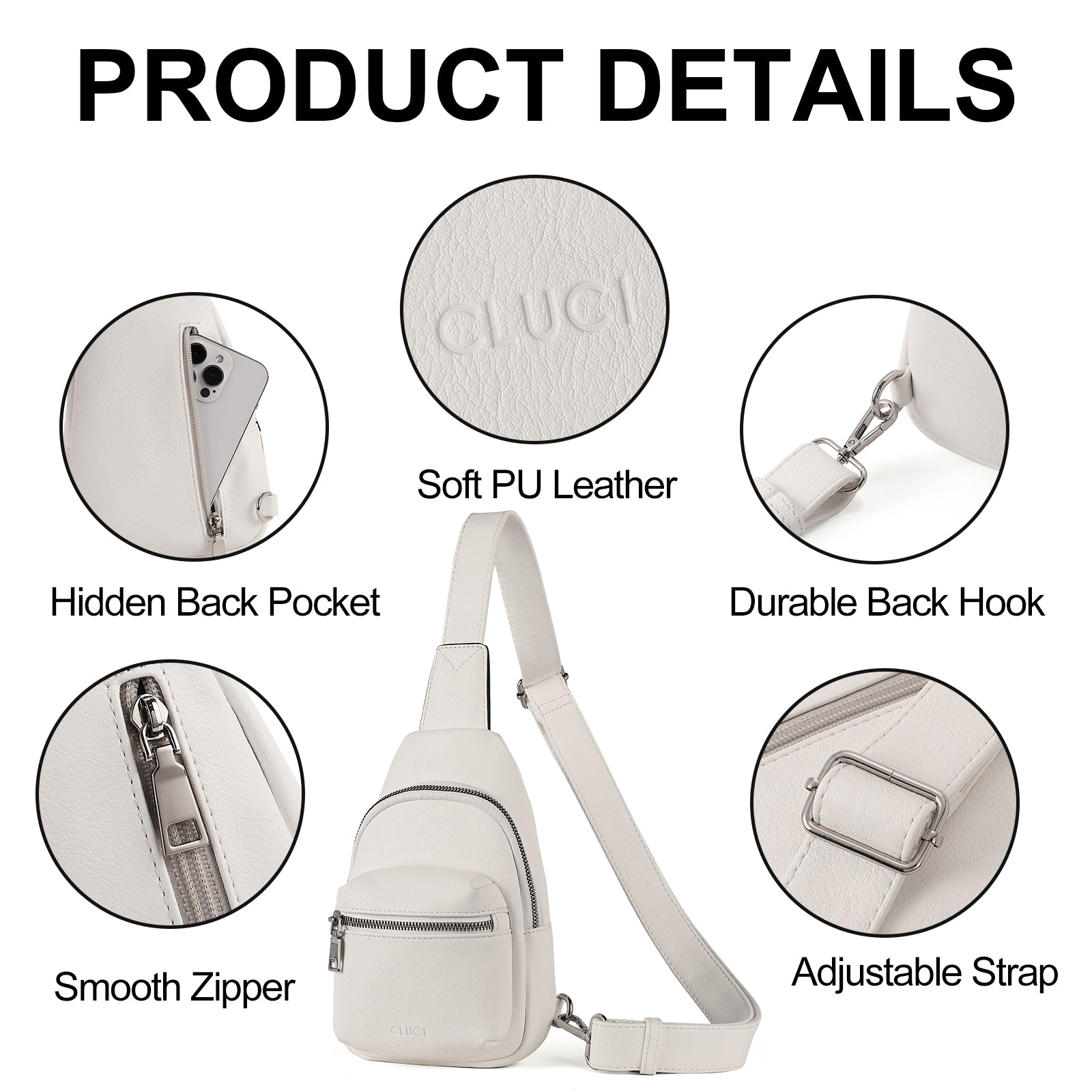 CLUCI Small Sling Bag Leather Crossbody Fanny Packs Trendy Women's Chest Bag