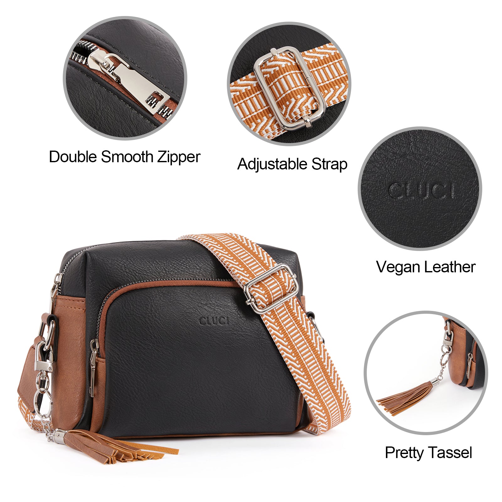 Crossbody Purses for Women Vegan Leather Crossbody Bags with Adjustable Wide Strap