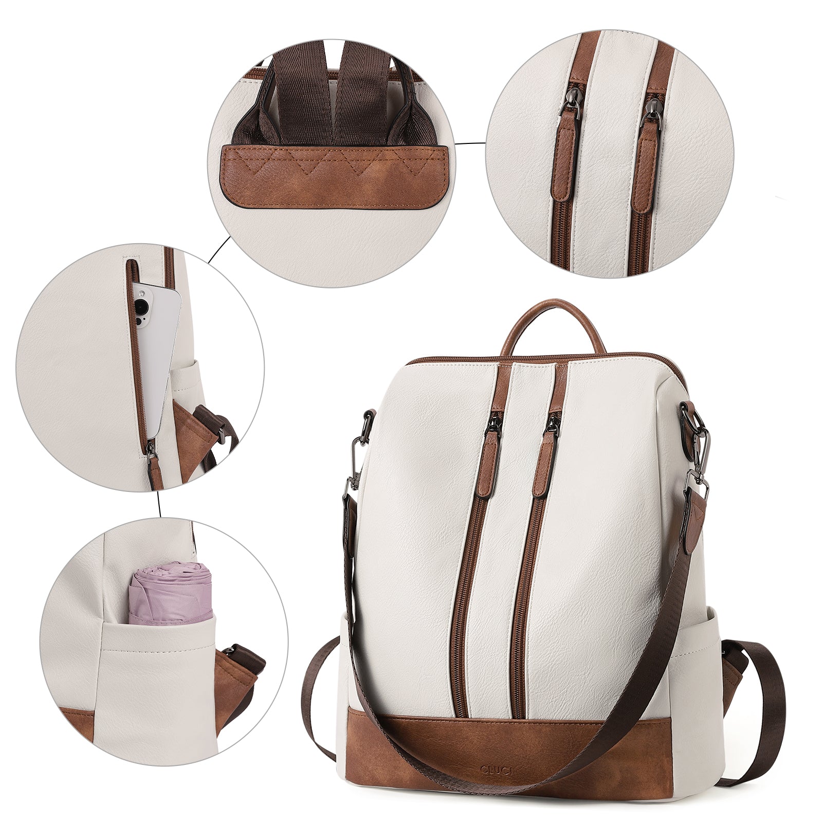 Greene Vegan Soft Leather Backpack Leather Purse For Work And Study