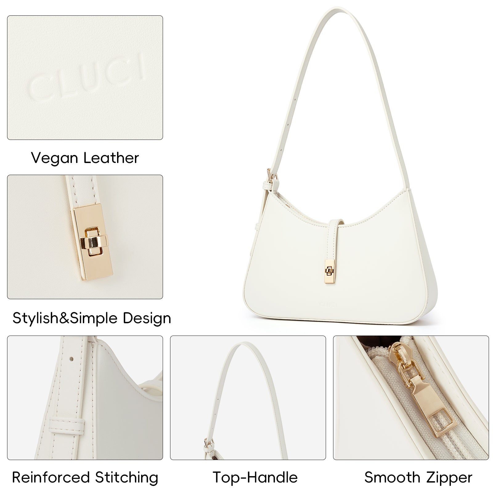 CLUCI Shoulder Bag for Women, Purses for Women, Handbag Hobo Bags Vegan Leather Crossbody Purse with Adjustable Strap