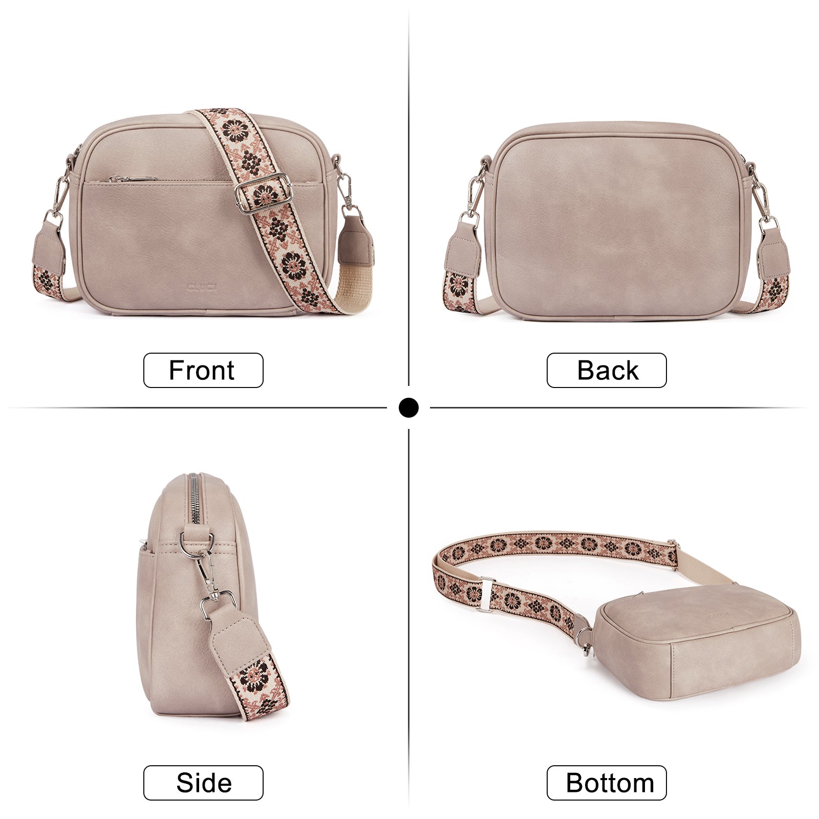 Vegan Leather Crossbody Bags for Women Trendy with Adjustable Wide Strap