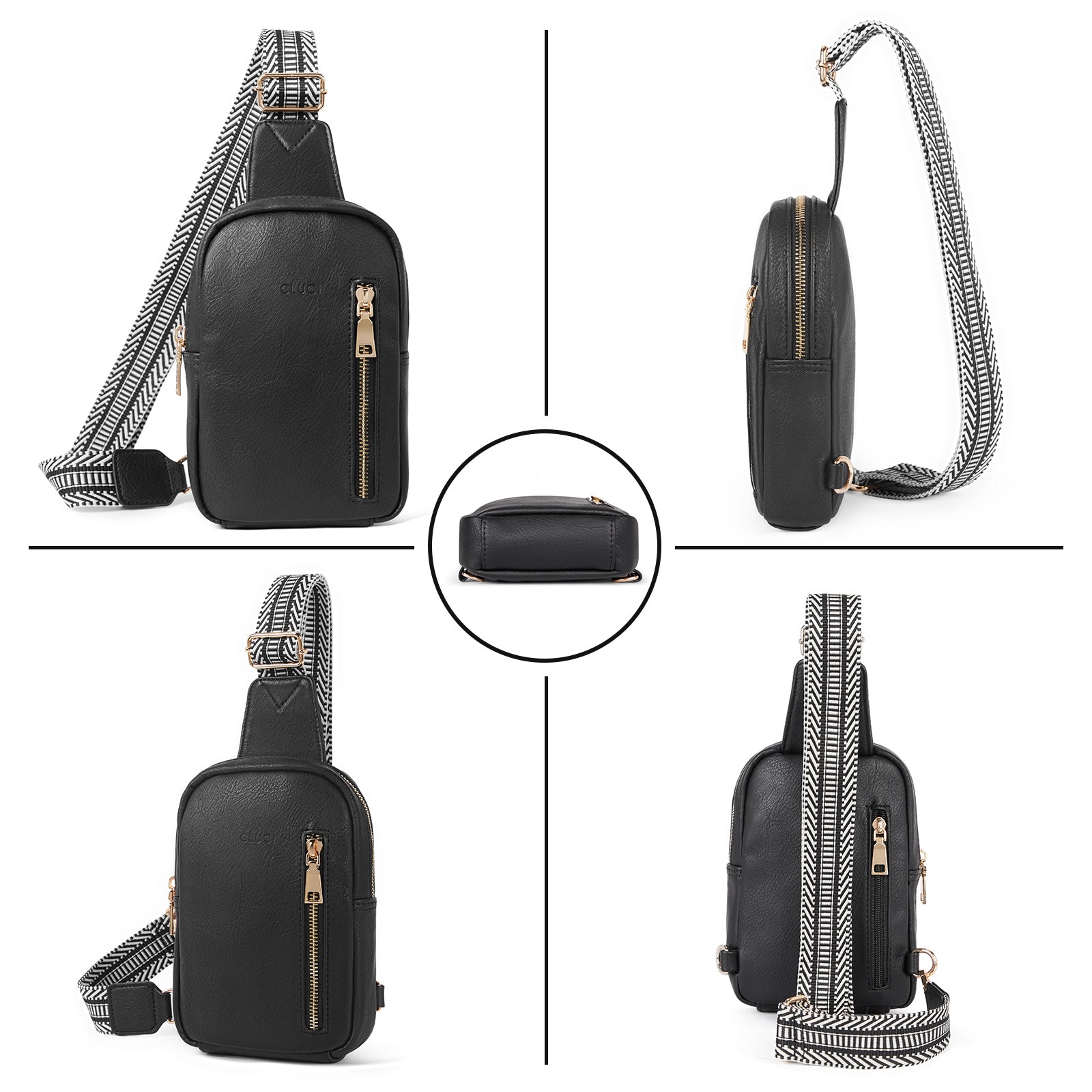 CLUCI Small Vegan Leather Sling Bag for Women Crossbody Chest Bags Trendy