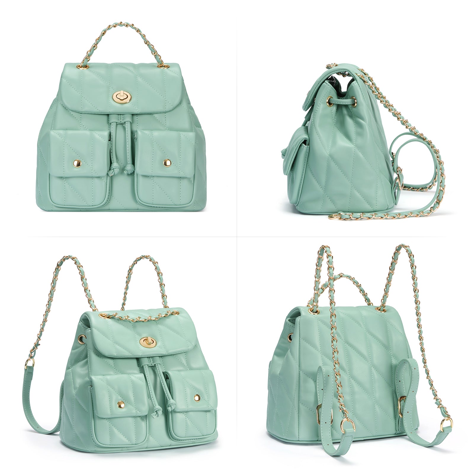 CLUCI Small Backpack Purse for Women,Mini Vegan Leather Tabby Backpack for Woman Quilted Bookbag Crossbody Bag