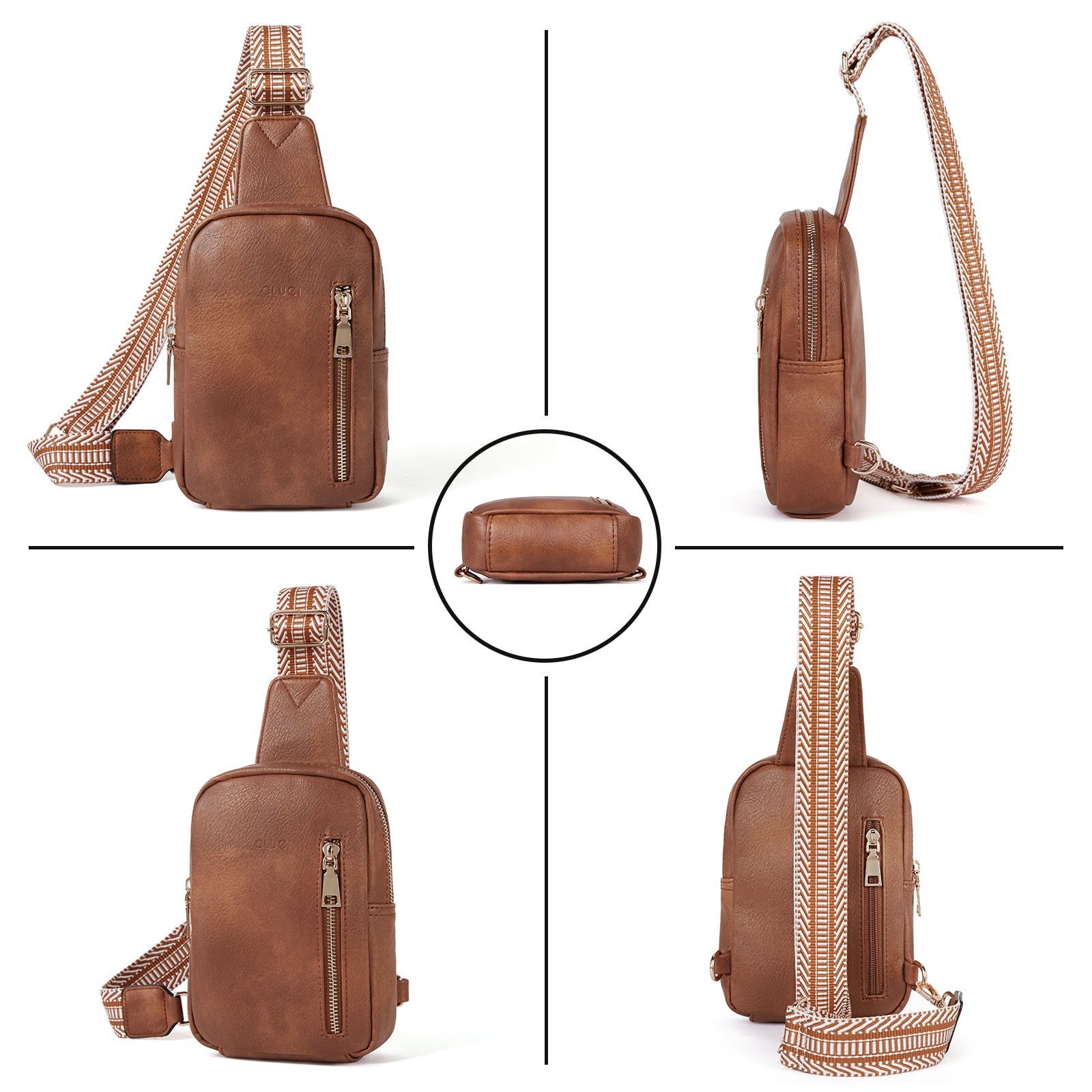 CLUCI Small Vegan Leather Sling Bag for Women Crossbody Chest Bags Trendy