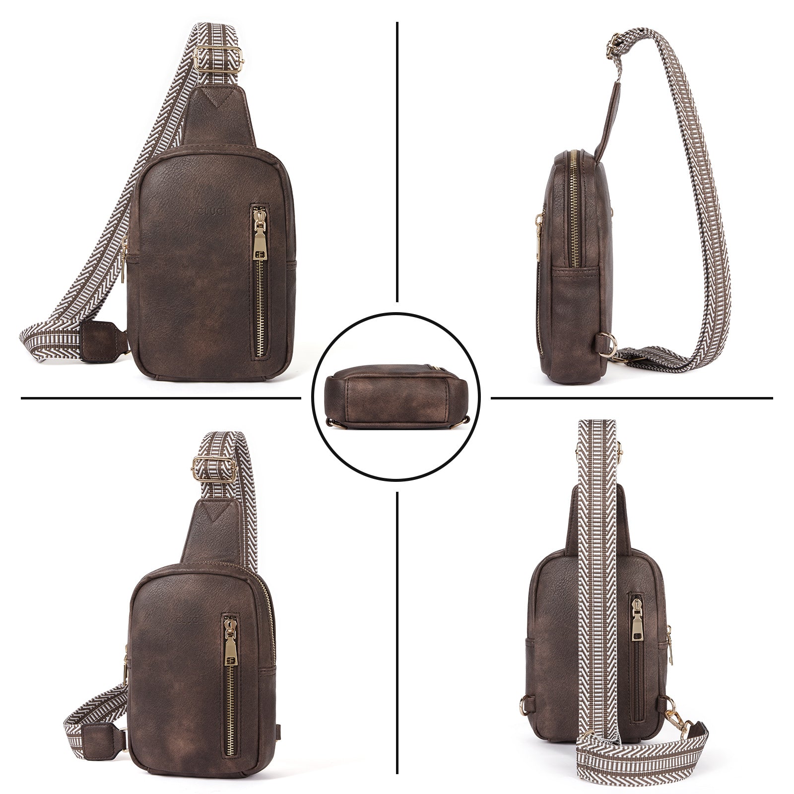 CLUCI Small Vegan Leather Sling Bag for Women Crossbody Chest Bags Trendy