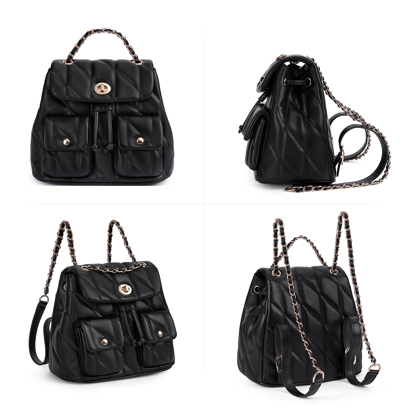 CLUCI Small Backpack Purse for Women,Mini Vegan Leather Tabby Backpack for Woman Quilted Bookbag Crossbody Bag