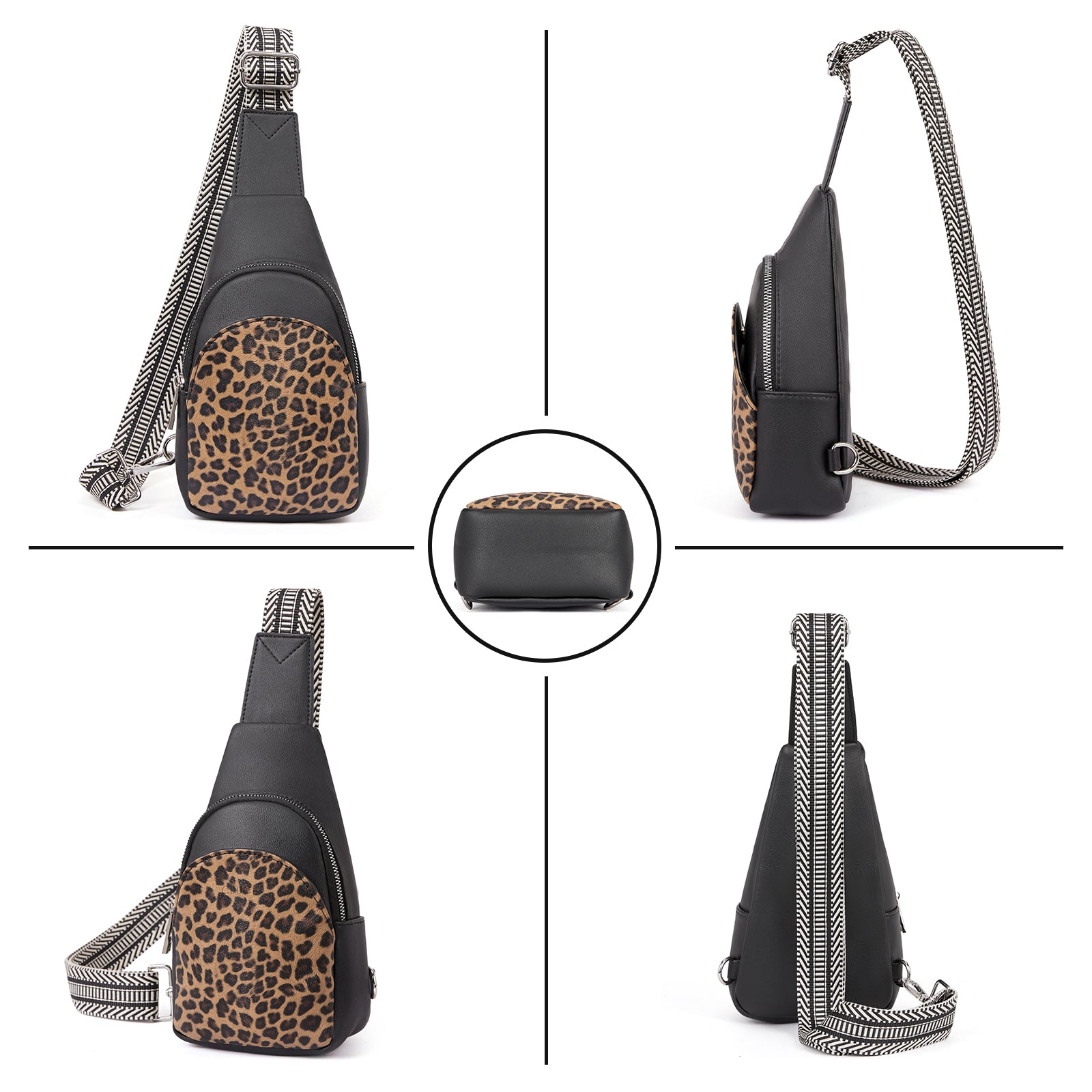 CLUCI Faux Leather Small Sling Bag Fashion Waist Packs with Guitar Strap for Women's Fanny Packs