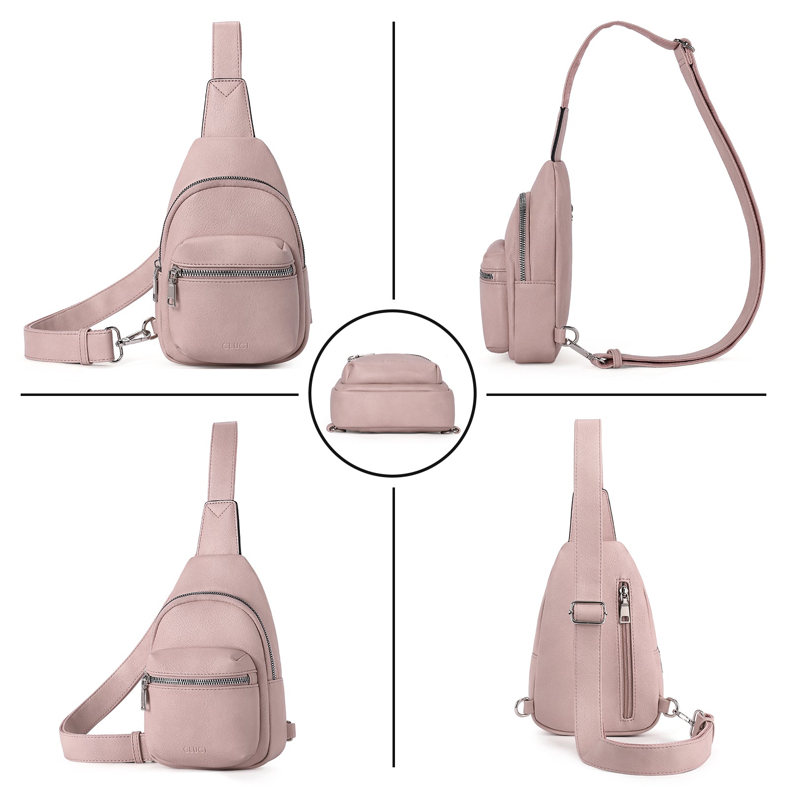 CLUCI Small Sling Bag Leather Crossbody Fanny Packs Trendy Women's Chest Bag