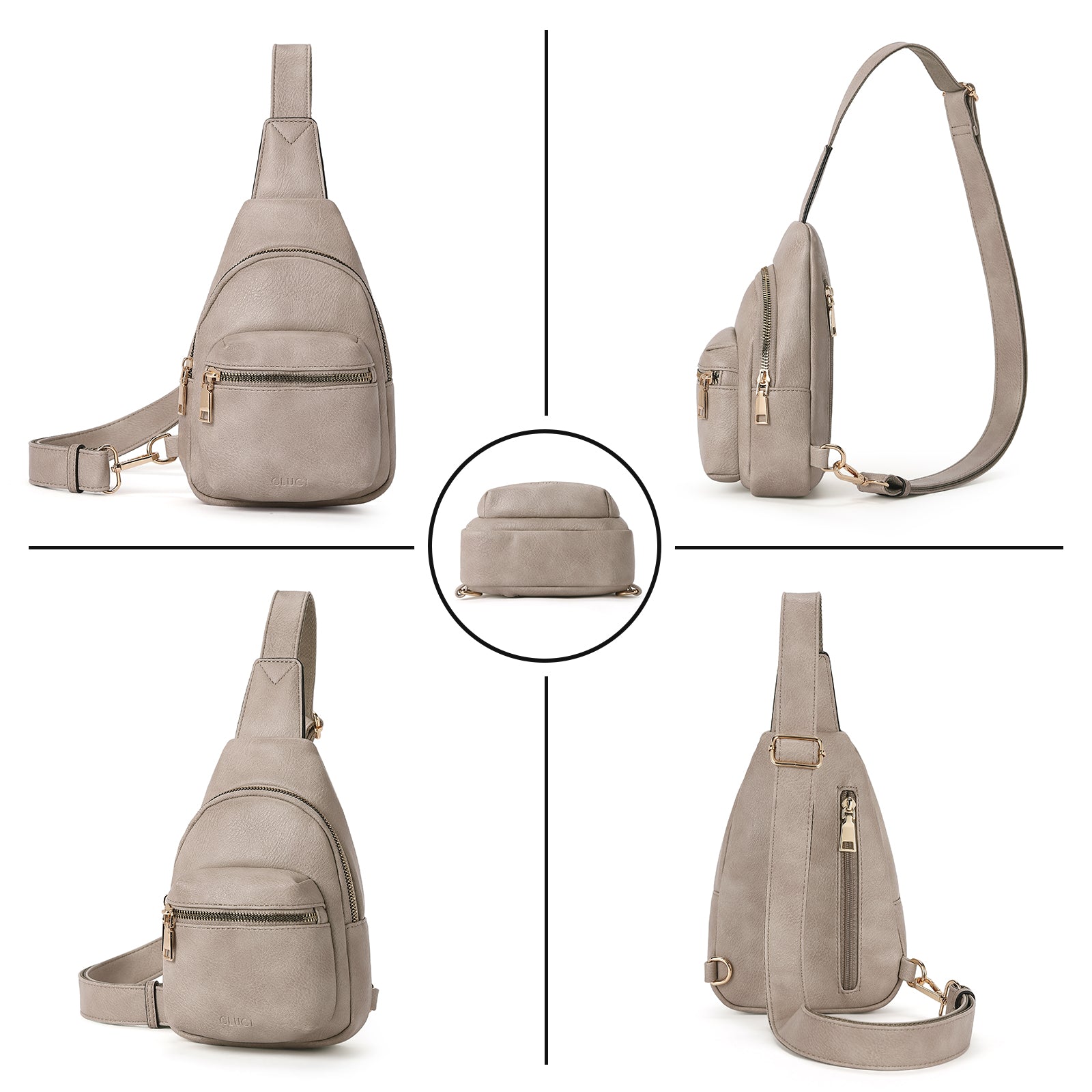 CLUCI Small Sling Bag Leather Crossbody Fanny Packs Trendy Women's Chest Bag